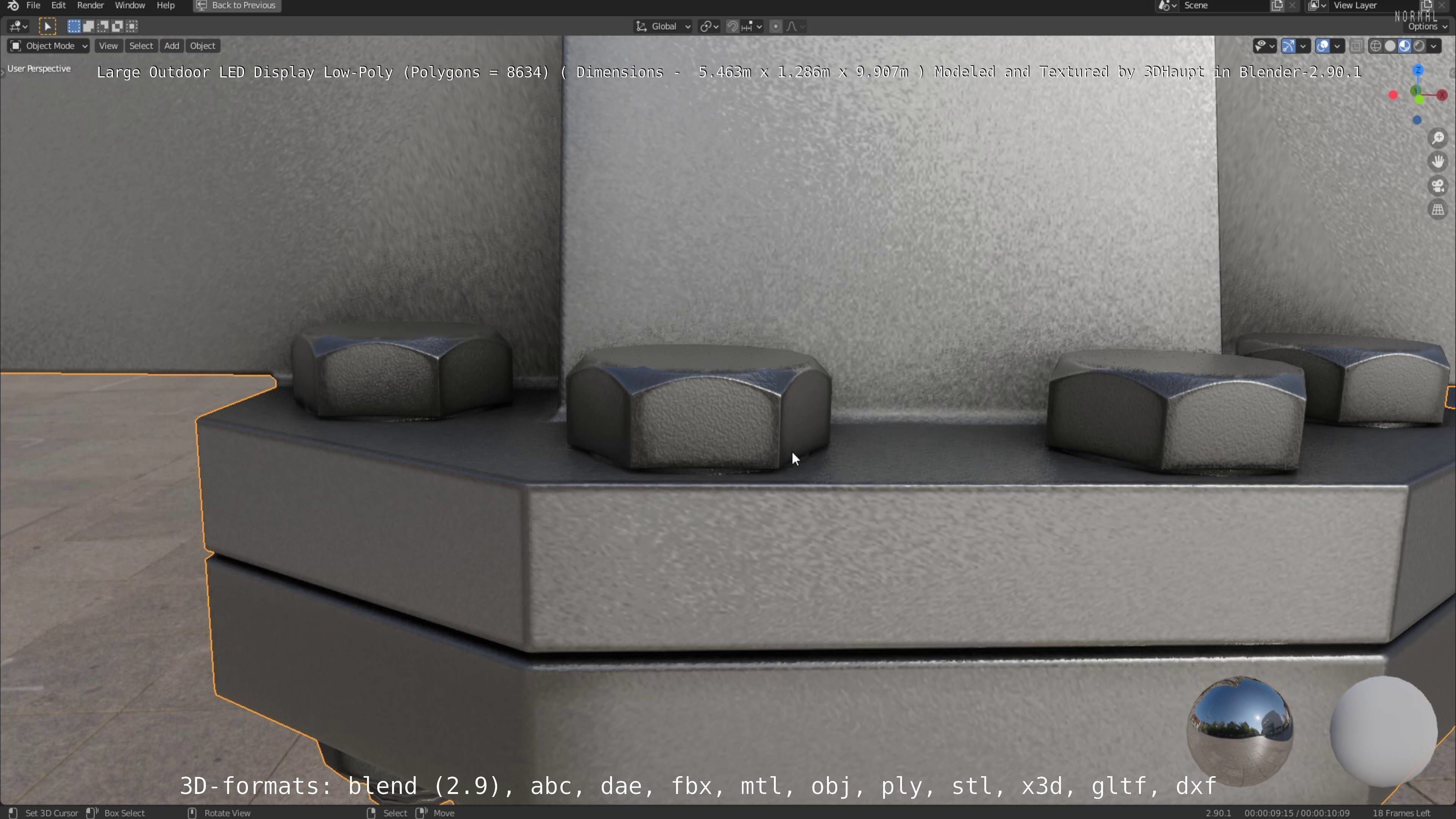 Large LED Display With Concrete Foundation for Outdoor Low-poly 3D model_48