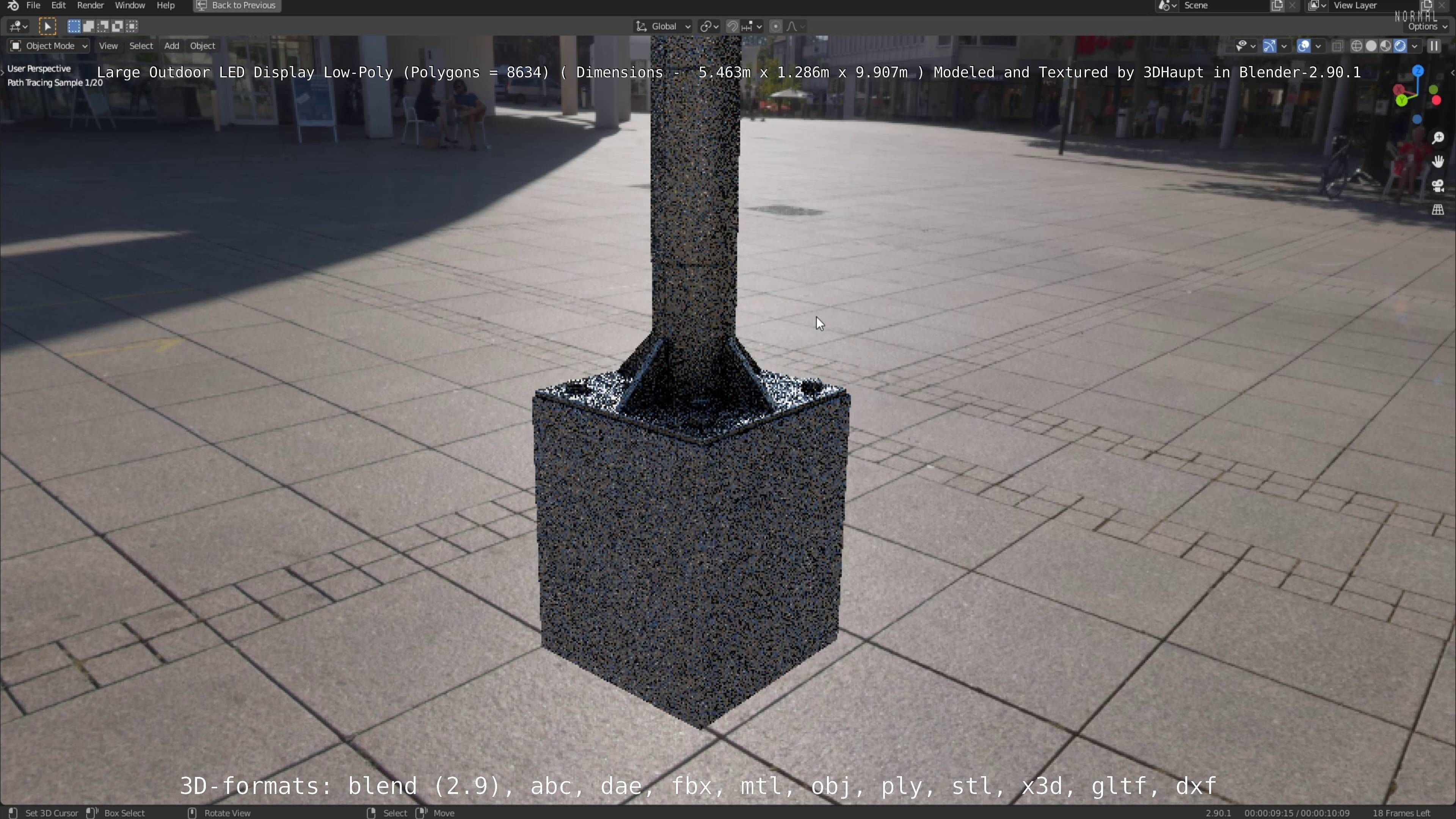 Large LED Display With Concrete Foundation for Outdoor Low-poly 3D model_33