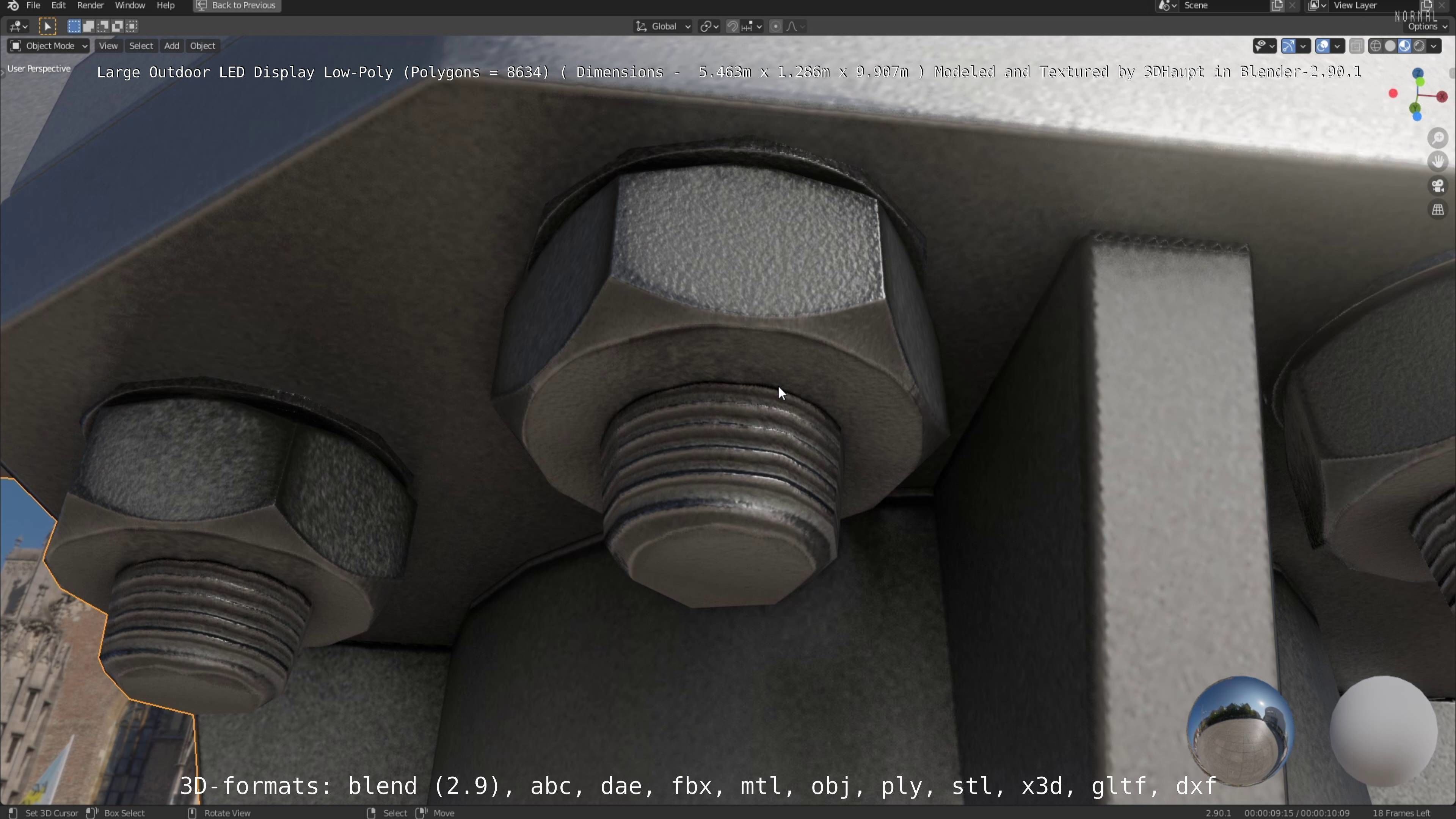 Large LED Display With Concrete Foundation for Outdoor Low-poly 3D model_144