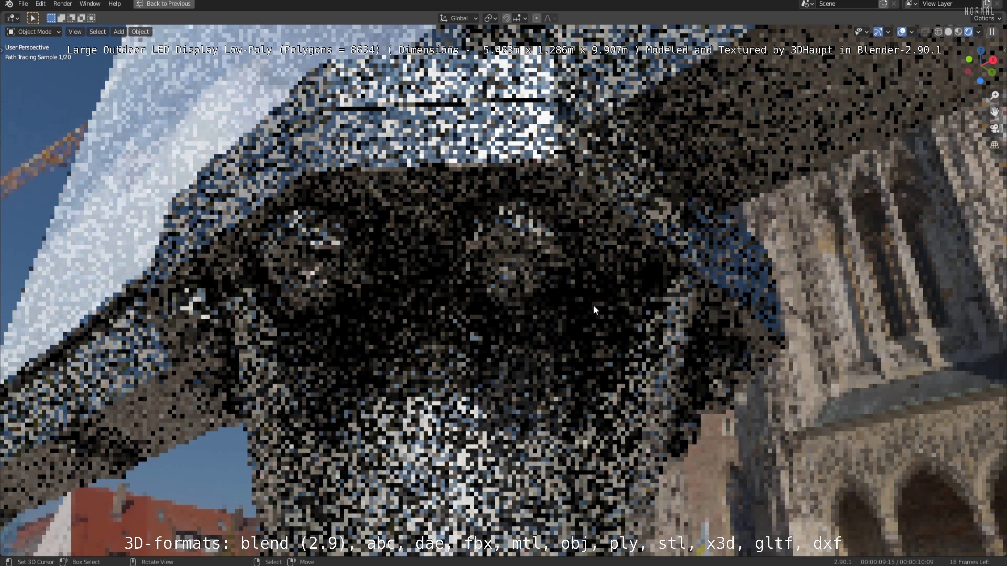 Large LED Display With Concrete Foundation for Outdoor Low-poly 3D model_136