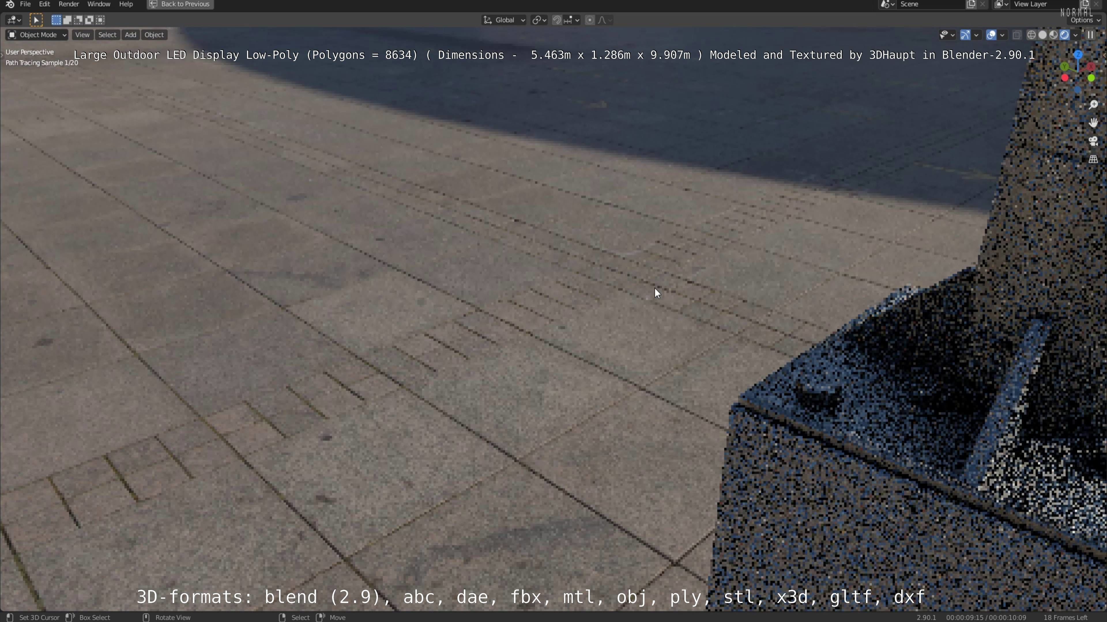 Large LED Display With Concrete Foundation for Outdoor Low-poly 3D model_34