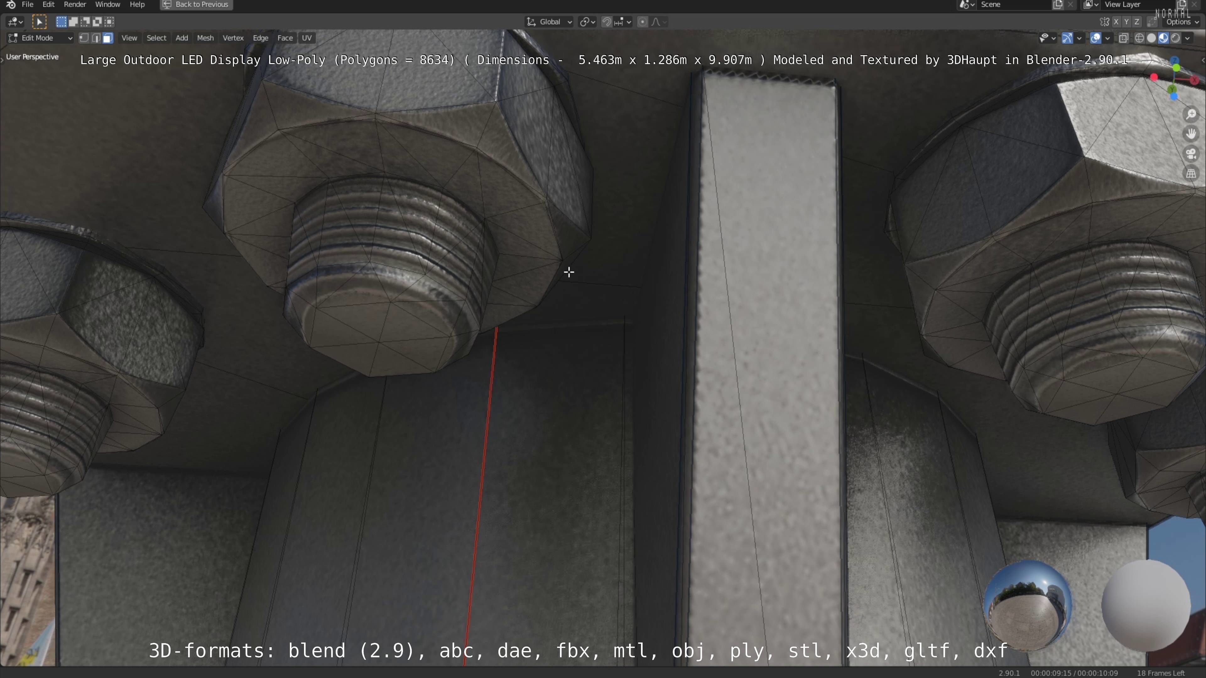 Large LED Display With Concrete Foundation for Outdoor Low-poly 3D model_19