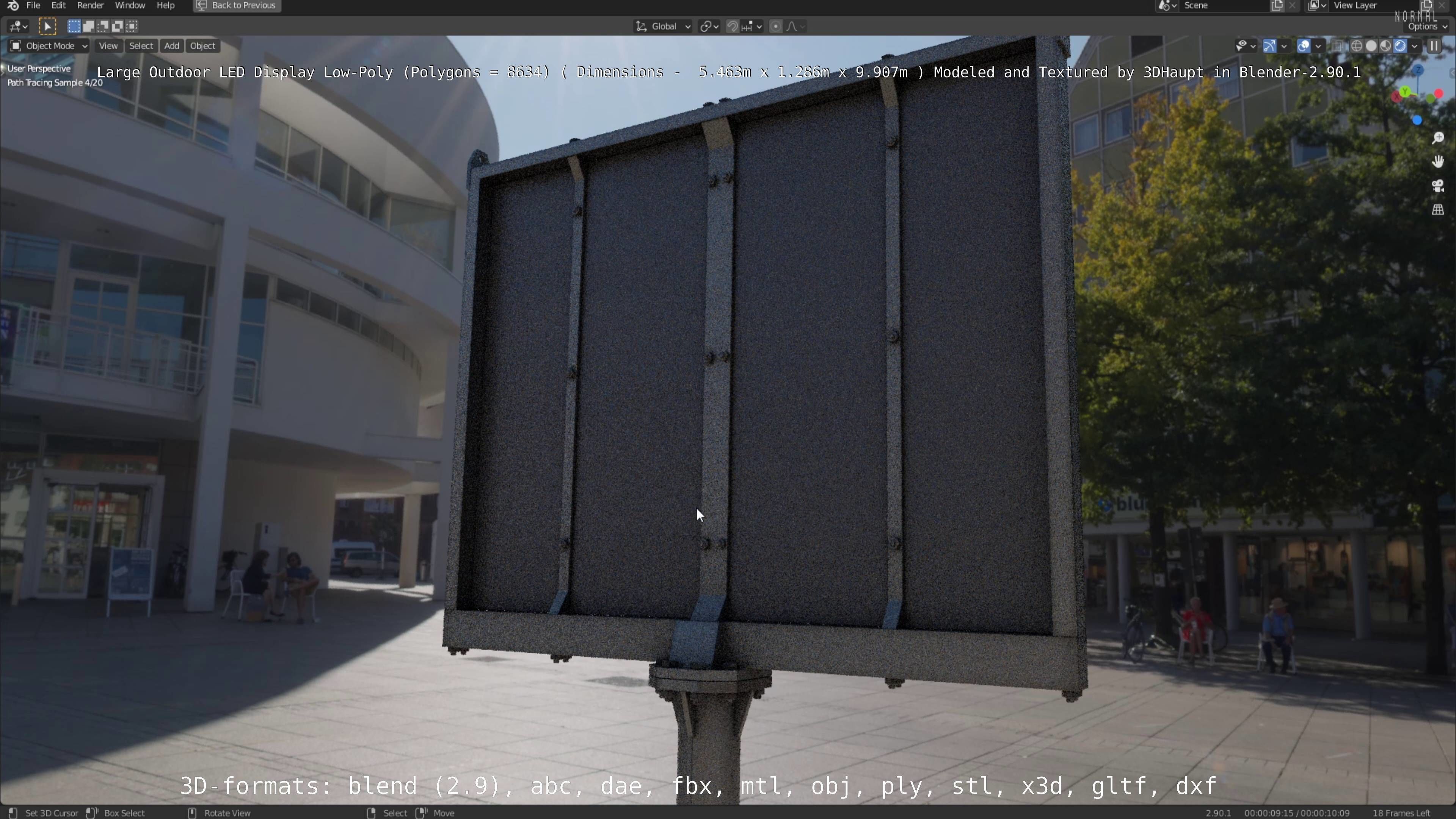 Large LED Display With Concrete Foundation for Outdoor Low-poly 3D model_83