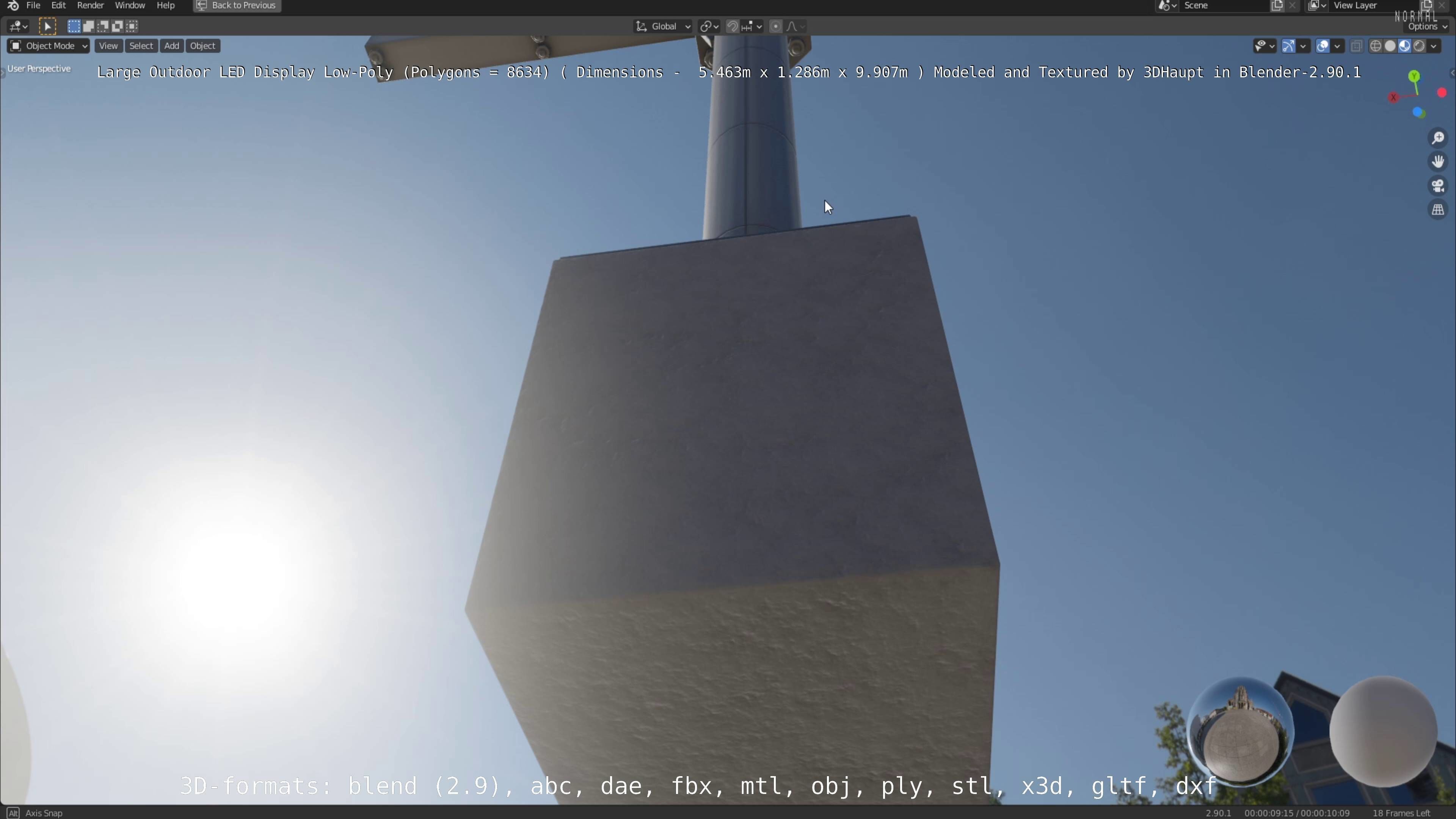 Large LED Display With Concrete Foundation for Outdoor Low-poly 3D model_57