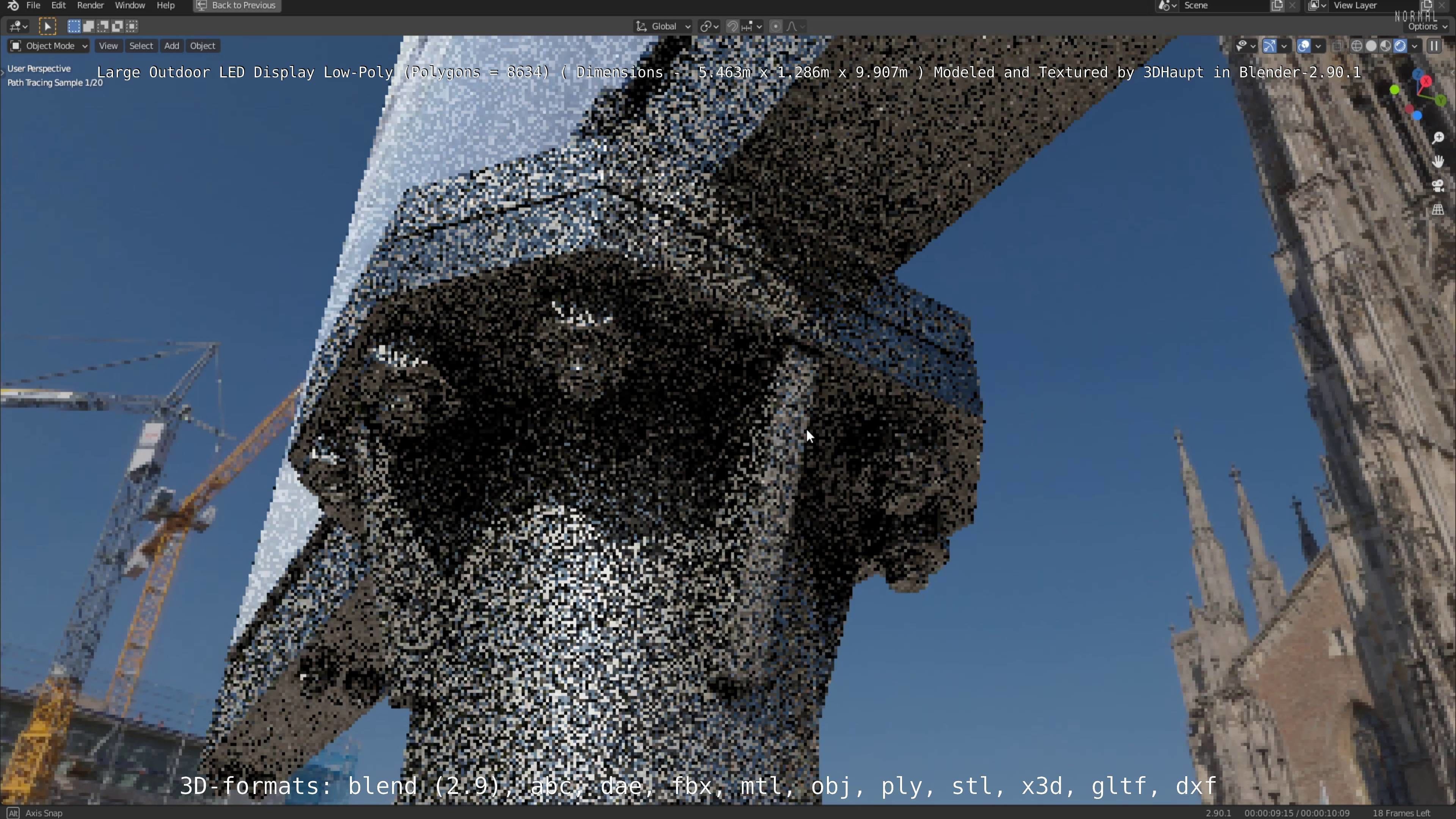 Large LED Display With Concrete Foundation for Outdoor Low-poly 3D model_63