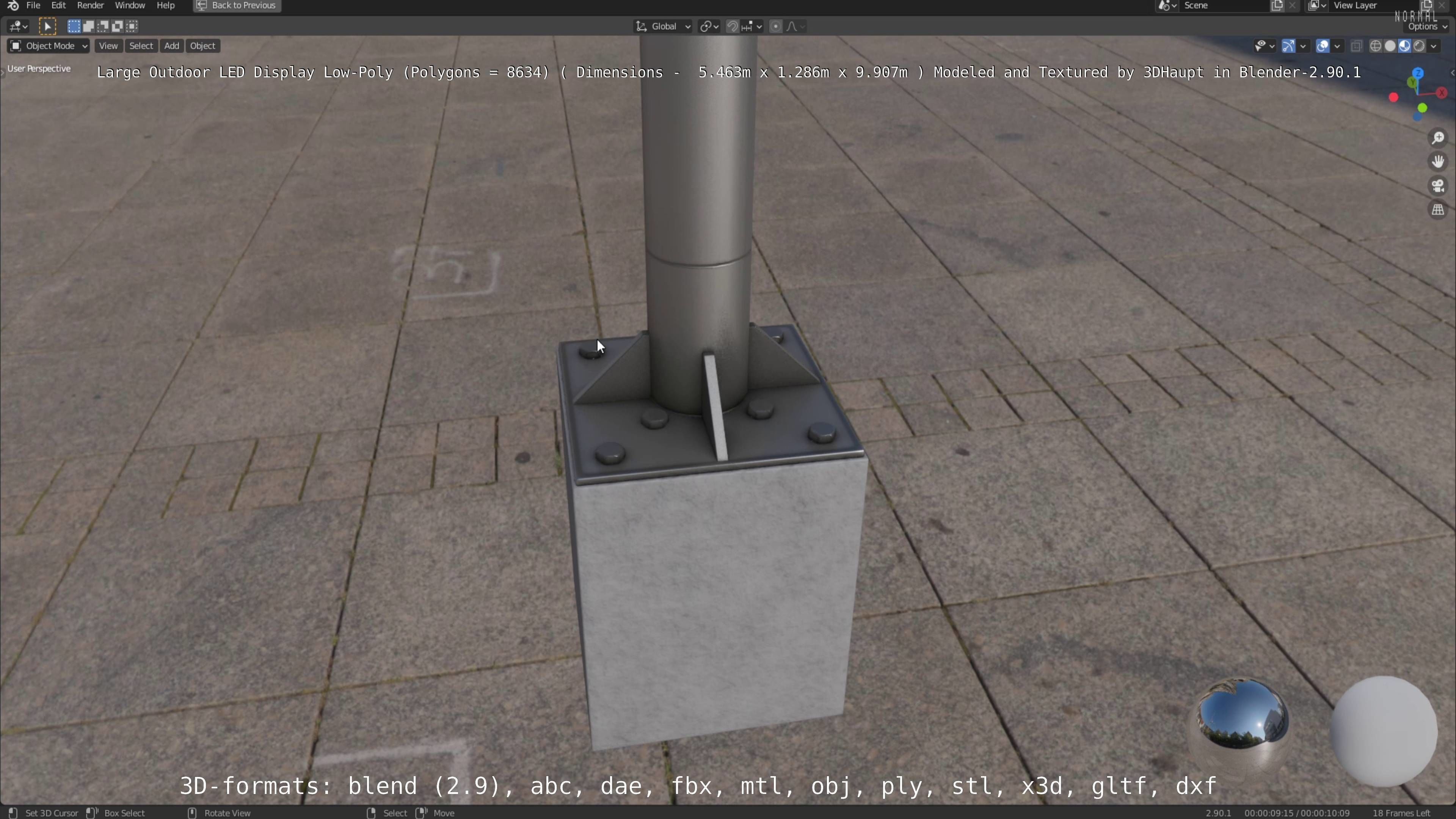 Large LED Display With Concrete Foundation for Outdoor Low-poly 3D model_58