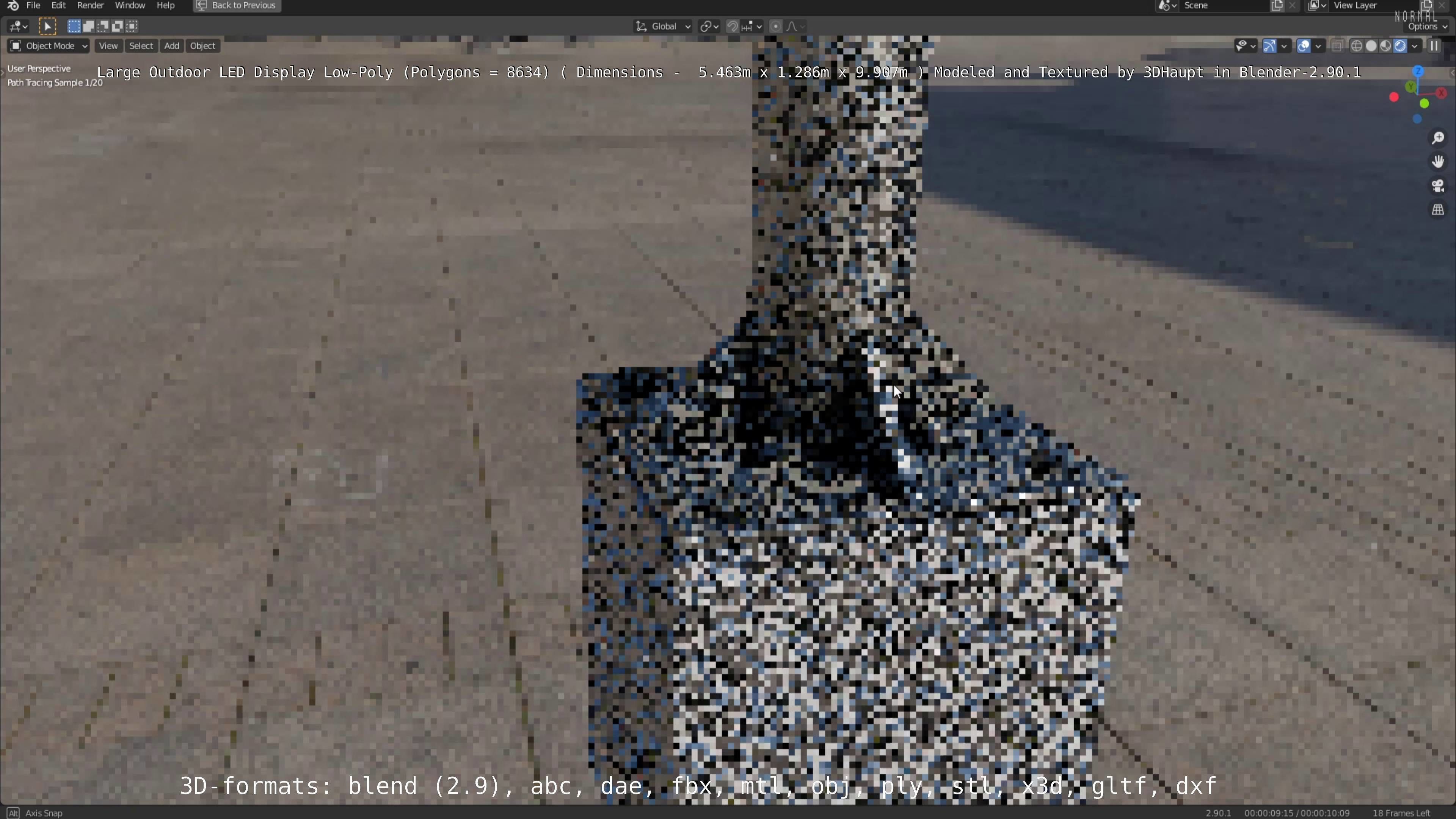 Large LED Display With Concrete Foundation for Outdoor Low-poly 3D model_142