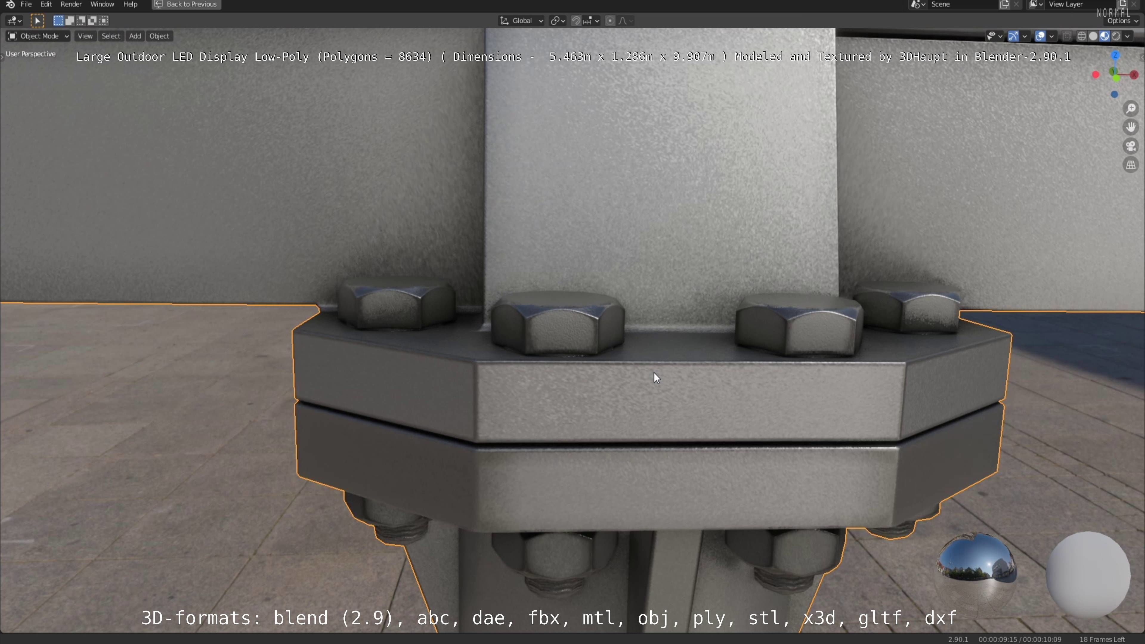 Large LED Display With Concrete Foundation for Outdoor Low-poly 3D model_49