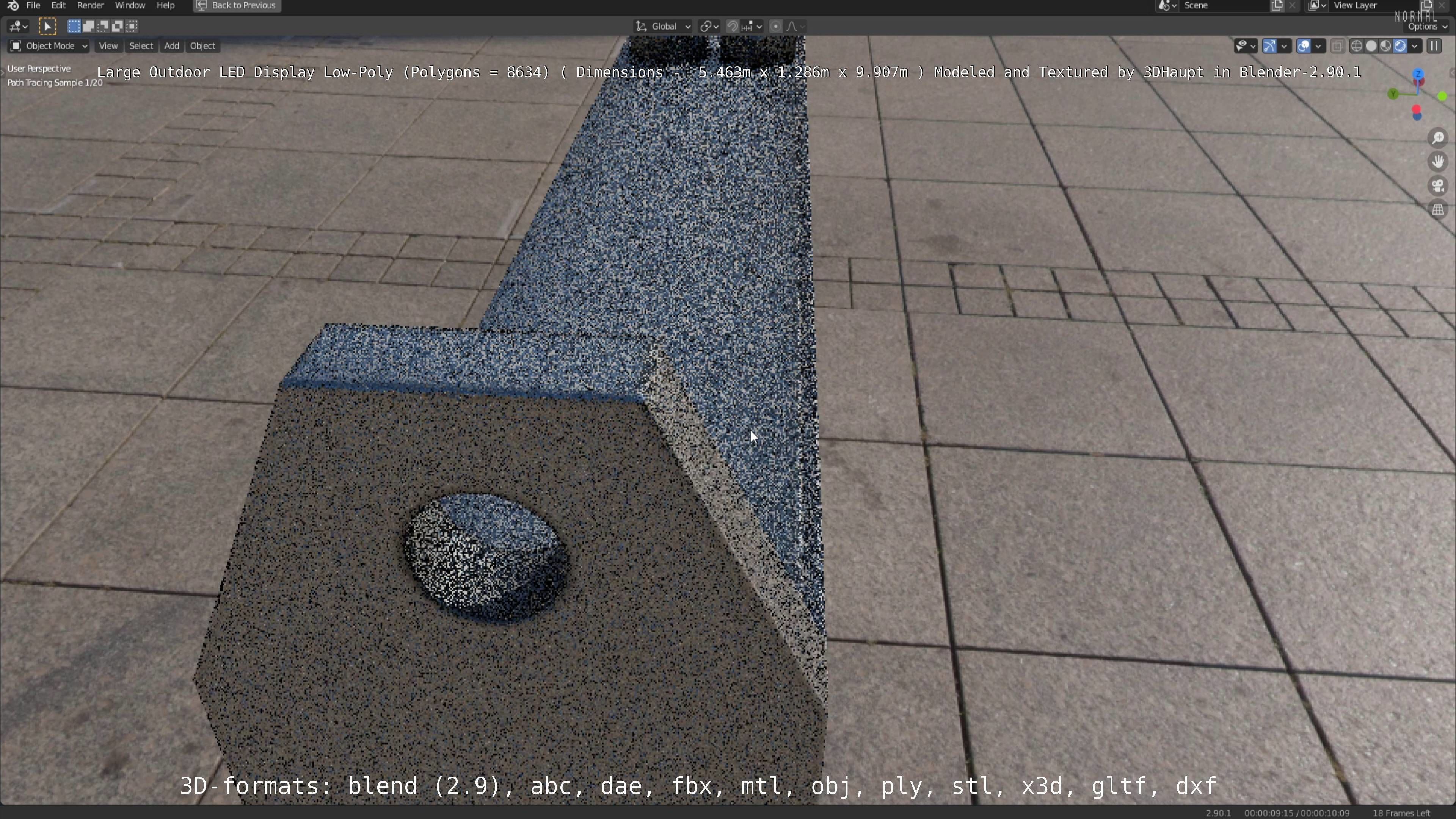 Large LED Display With Concrete Foundation for Outdoor Low-poly 3D model_124