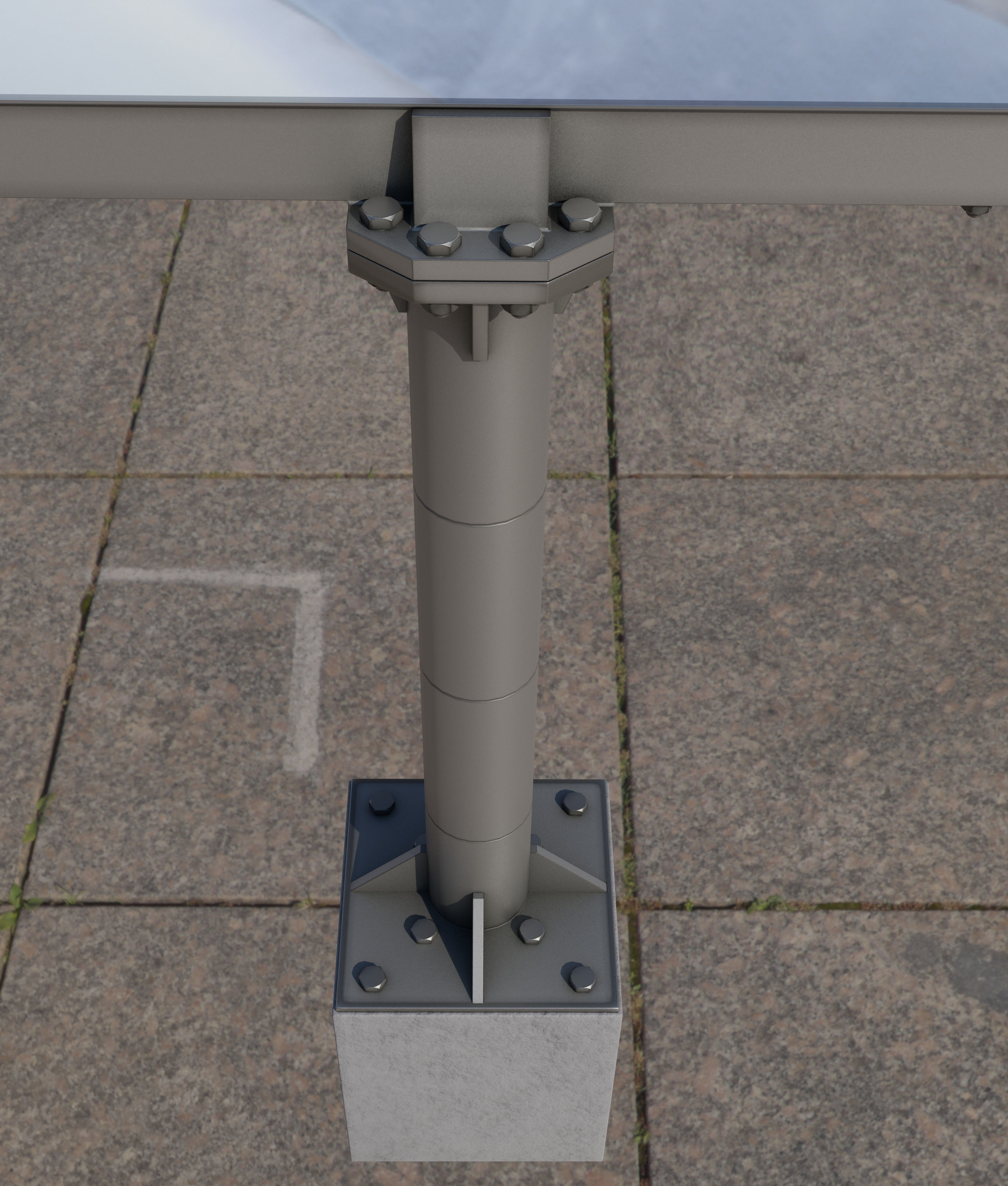 Large LED Display With Concrete Foundation for Outdoor Low-poly 3D model_5