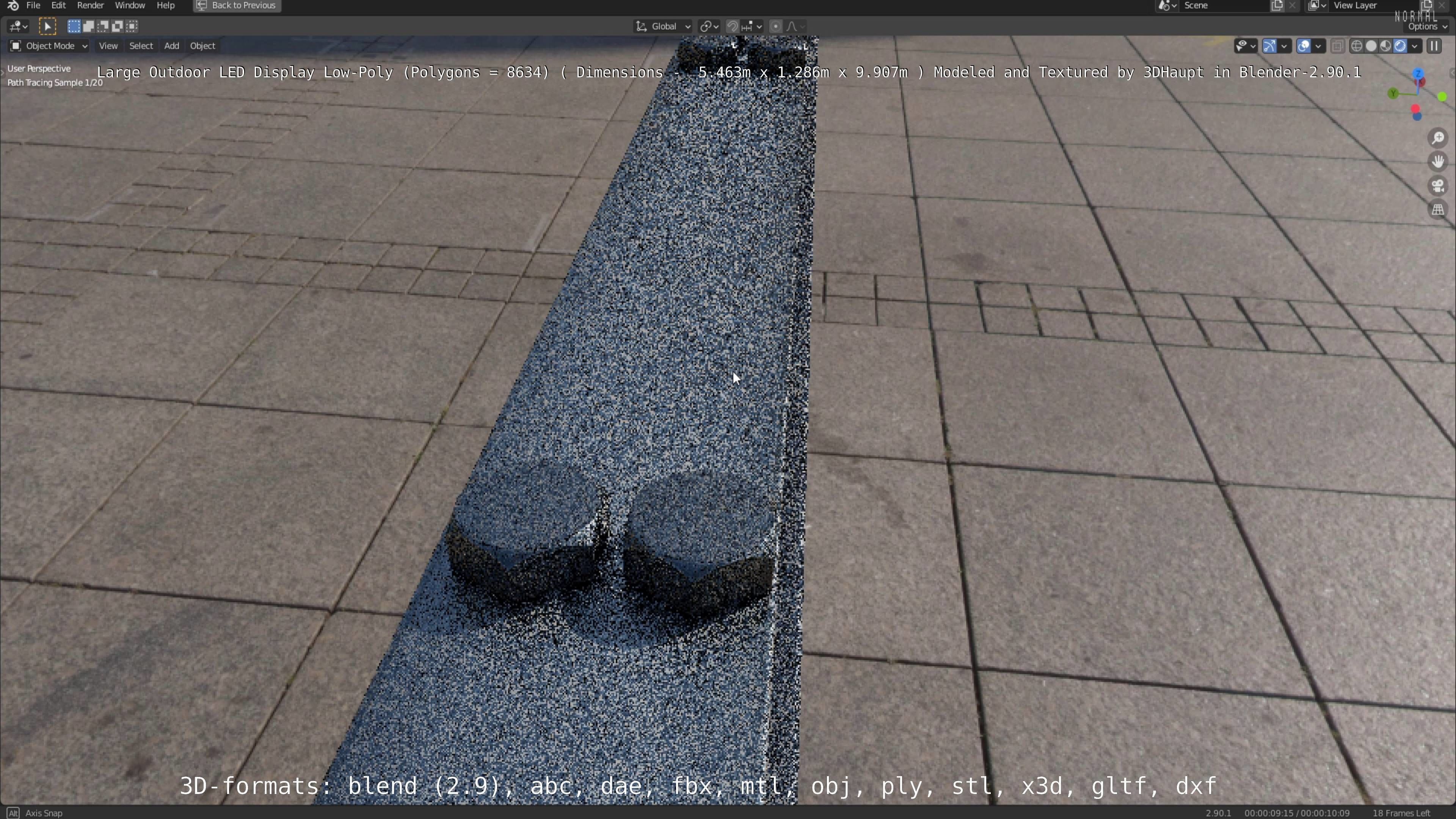 Large LED Display With Concrete Foundation for Outdoor Low-poly 3D model_93