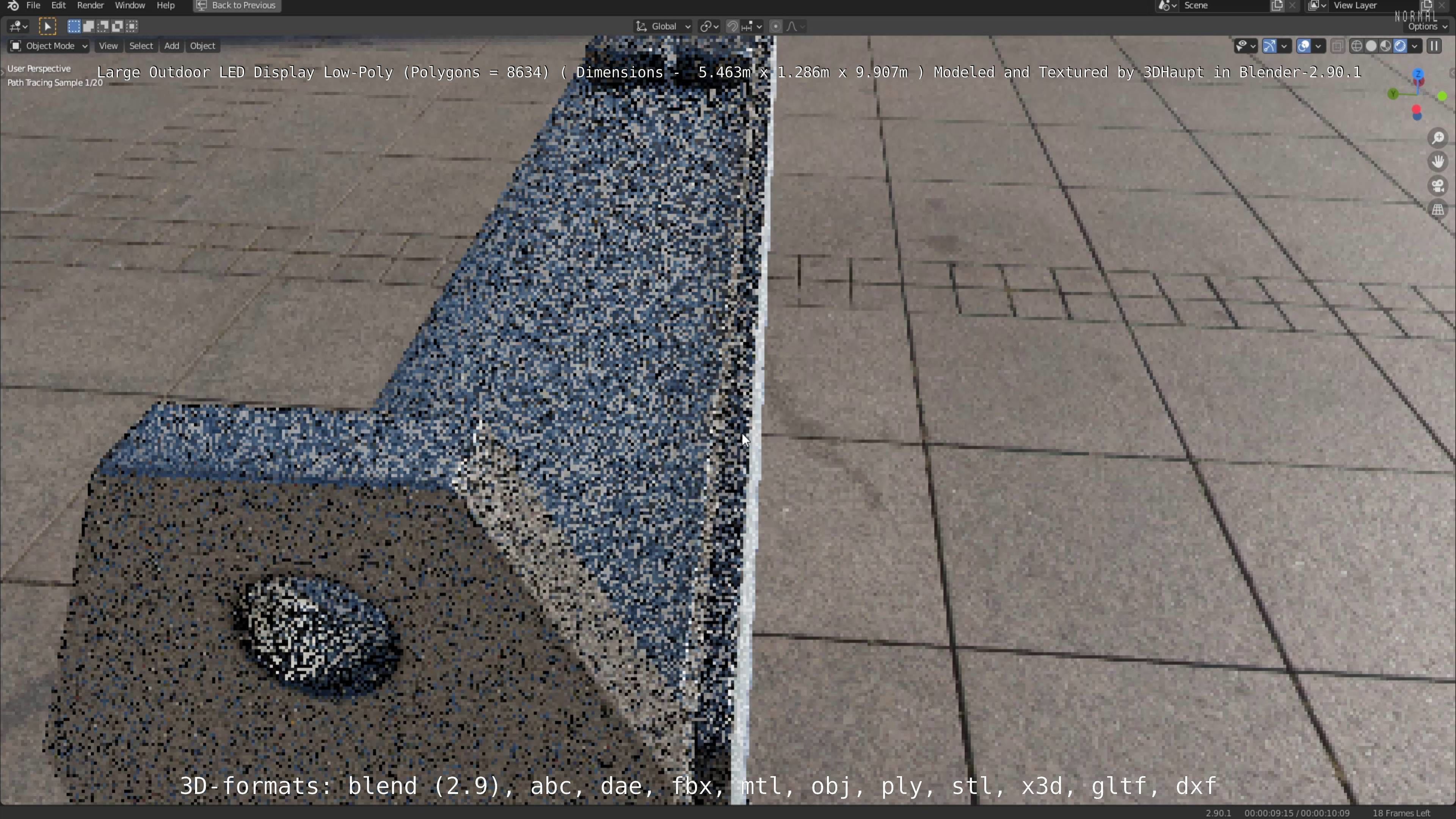 Large LED Display With Concrete Foundation for Outdoor Low-poly 3D model_92