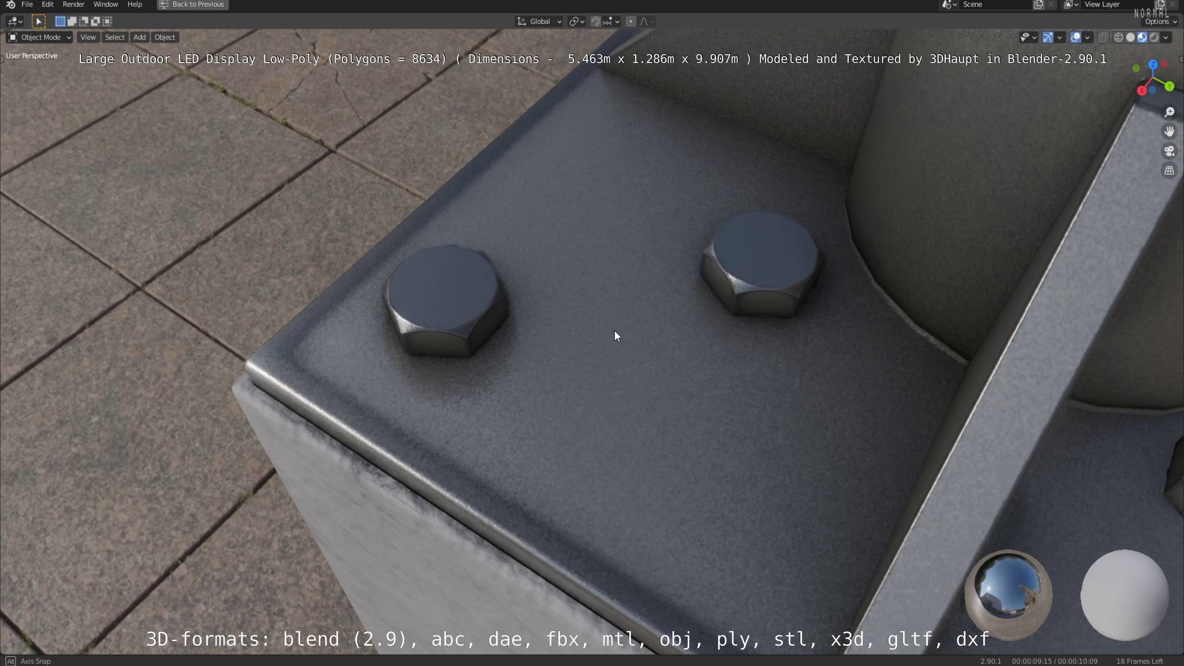 Large LED Display With Concrete Foundation for Outdoor Low-poly 3D model_73