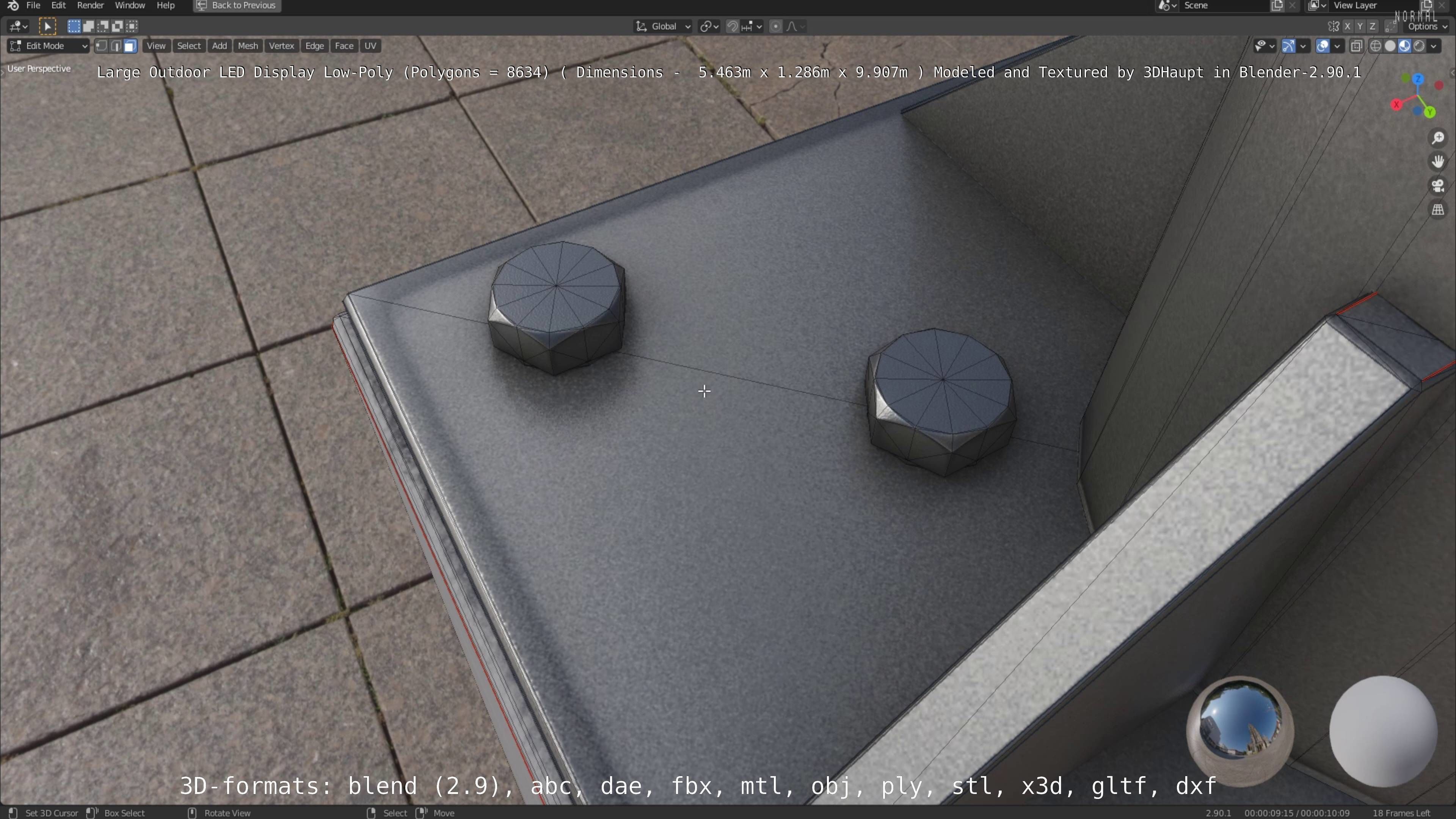 Large LED Display With Concrete Foundation for Outdoor Low-poly 3D model_18