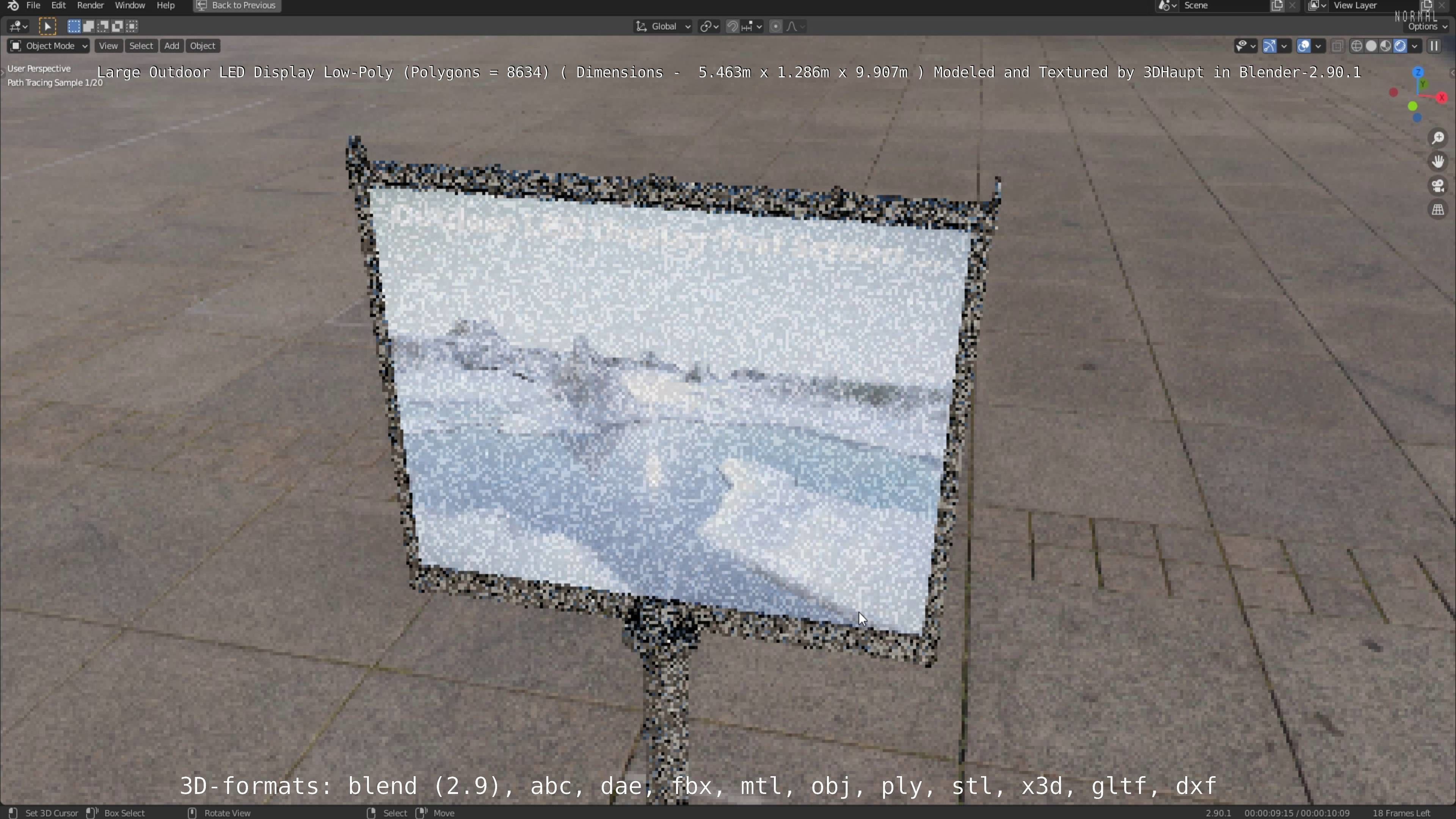 Large LED Display With Concrete Foundation for Outdoor Low-poly 3D model_89