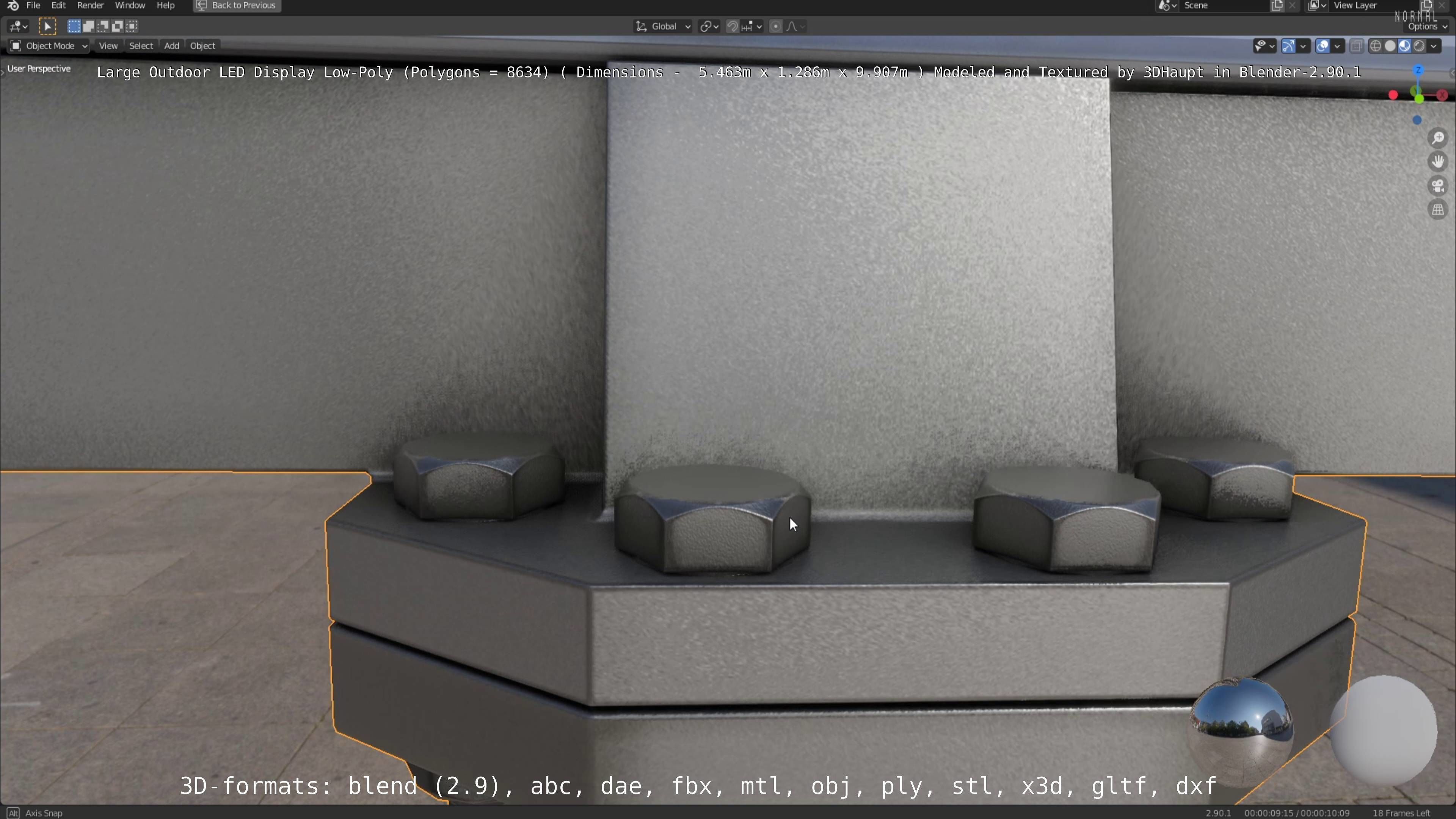 Large LED Display With Concrete Foundation for Outdoor Low-poly 3D model_20