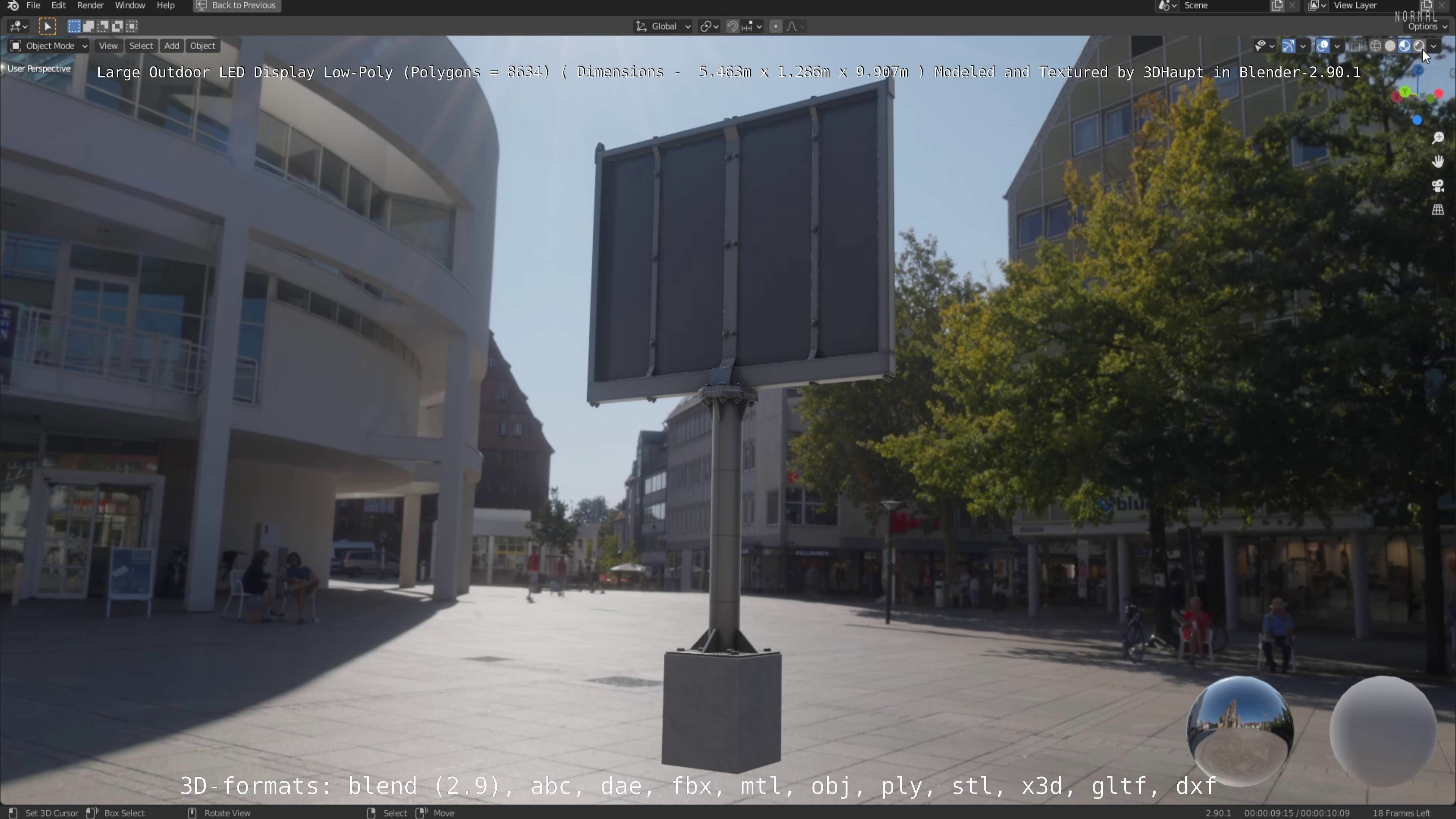 Large LED Display With Concrete Foundation for Outdoor Low-poly 3D model_112
