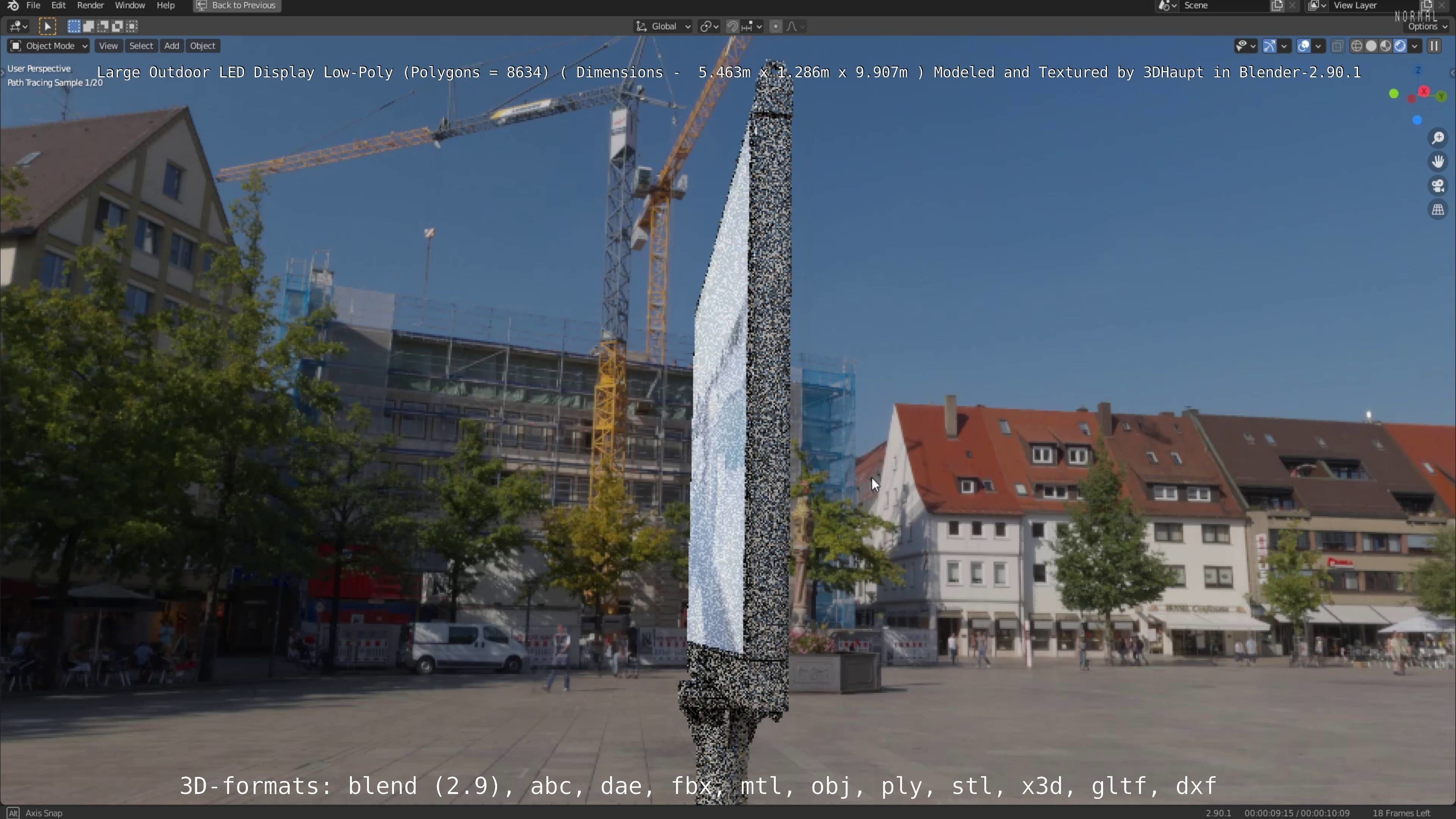 Large LED Display With Concrete Foundation for Outdoor Low-poly 3D model_88