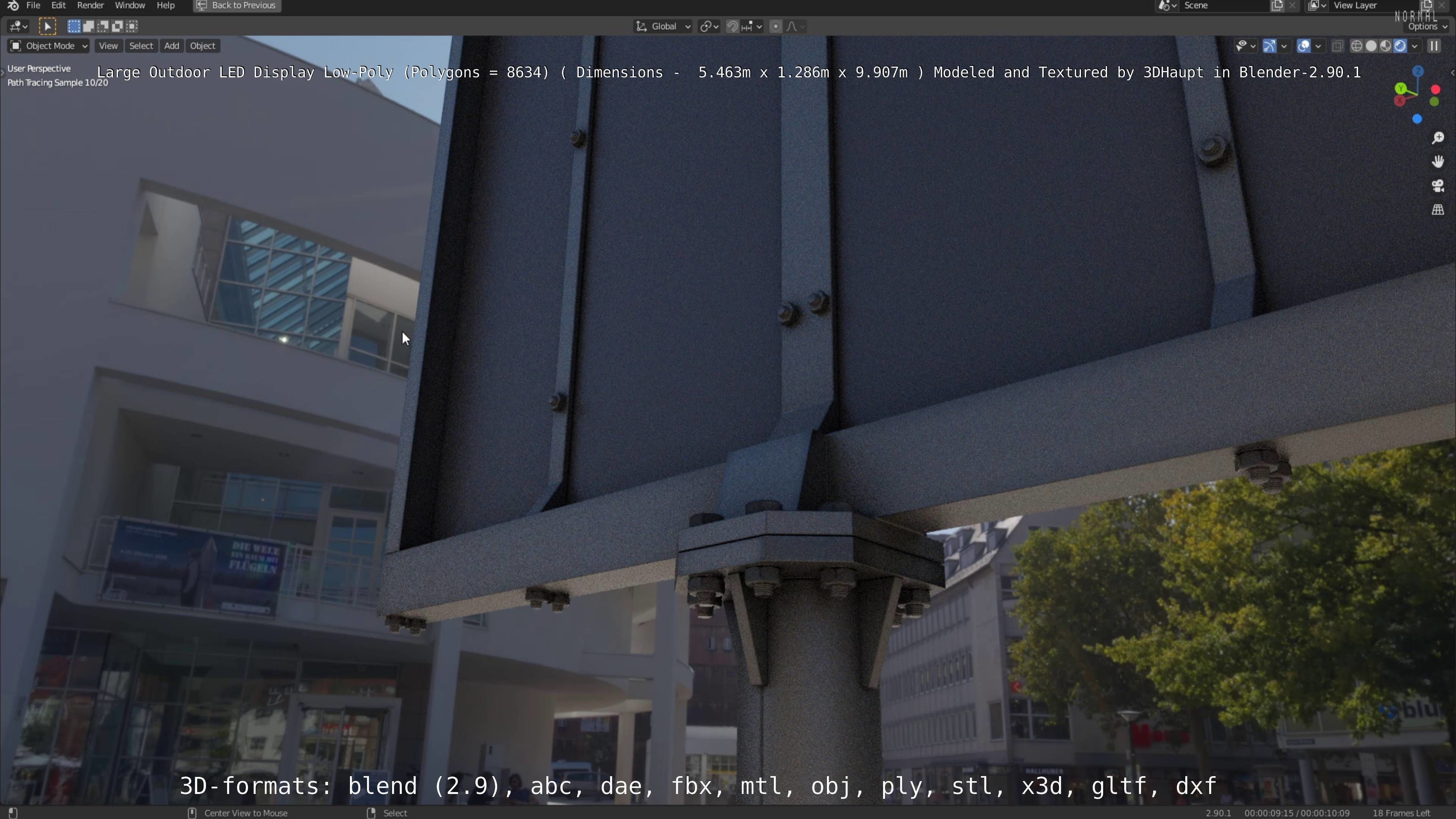 Large LED Display With Concrete Foundation for Outdoor Low-poly 3D model_132