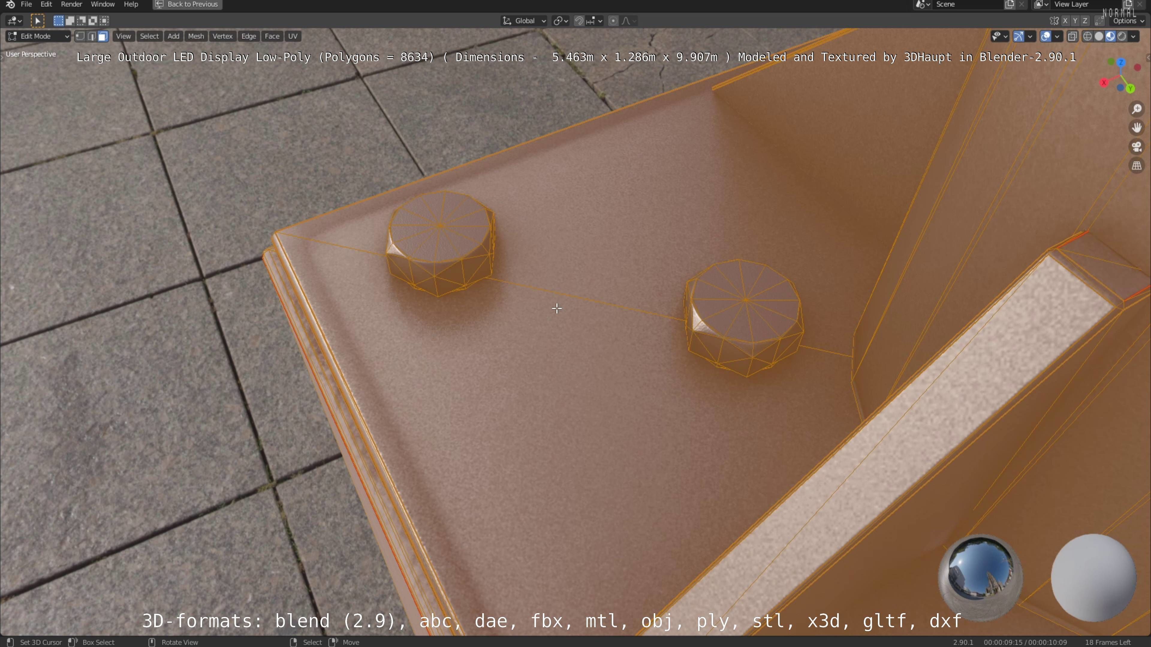 Large LED Display With Concrete Foundation for Outdoor Low-poly 3D model_52