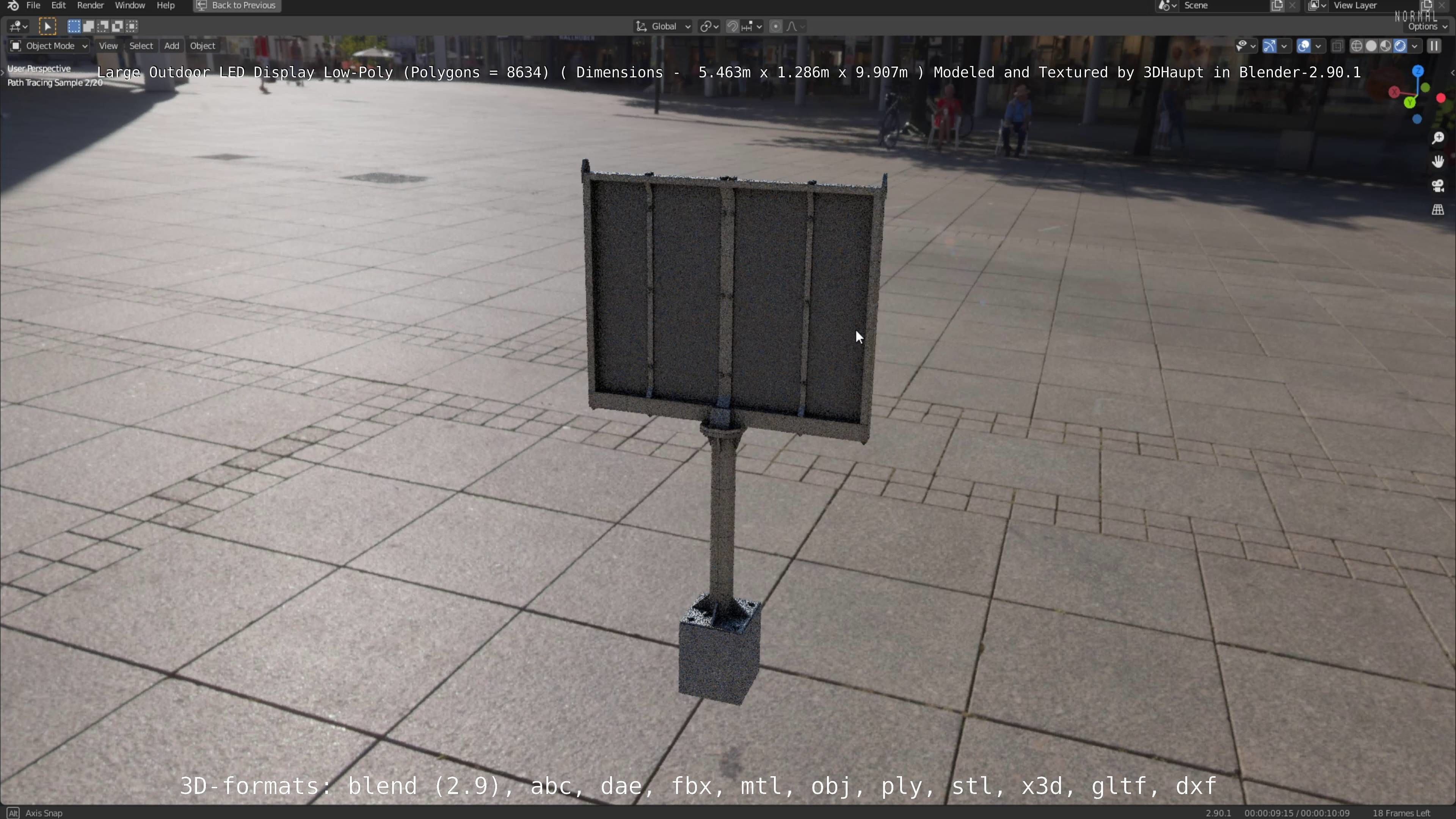 Large LED Display With Concrete Foundation for Outdoor Low-poly 3D model_14
