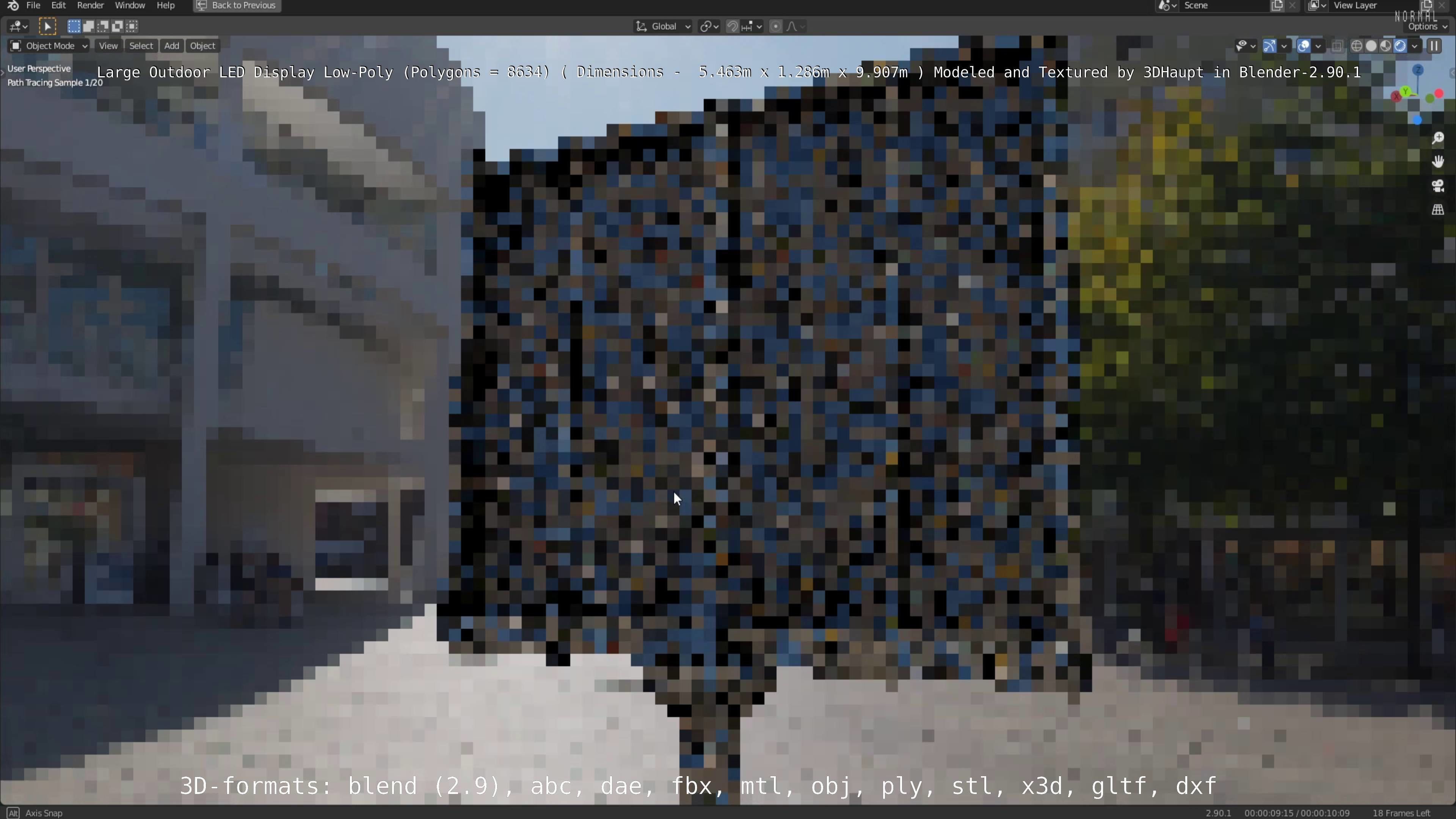 Large LED Display With Concrete Foundation for Outdoor Low-poly 3D model_116