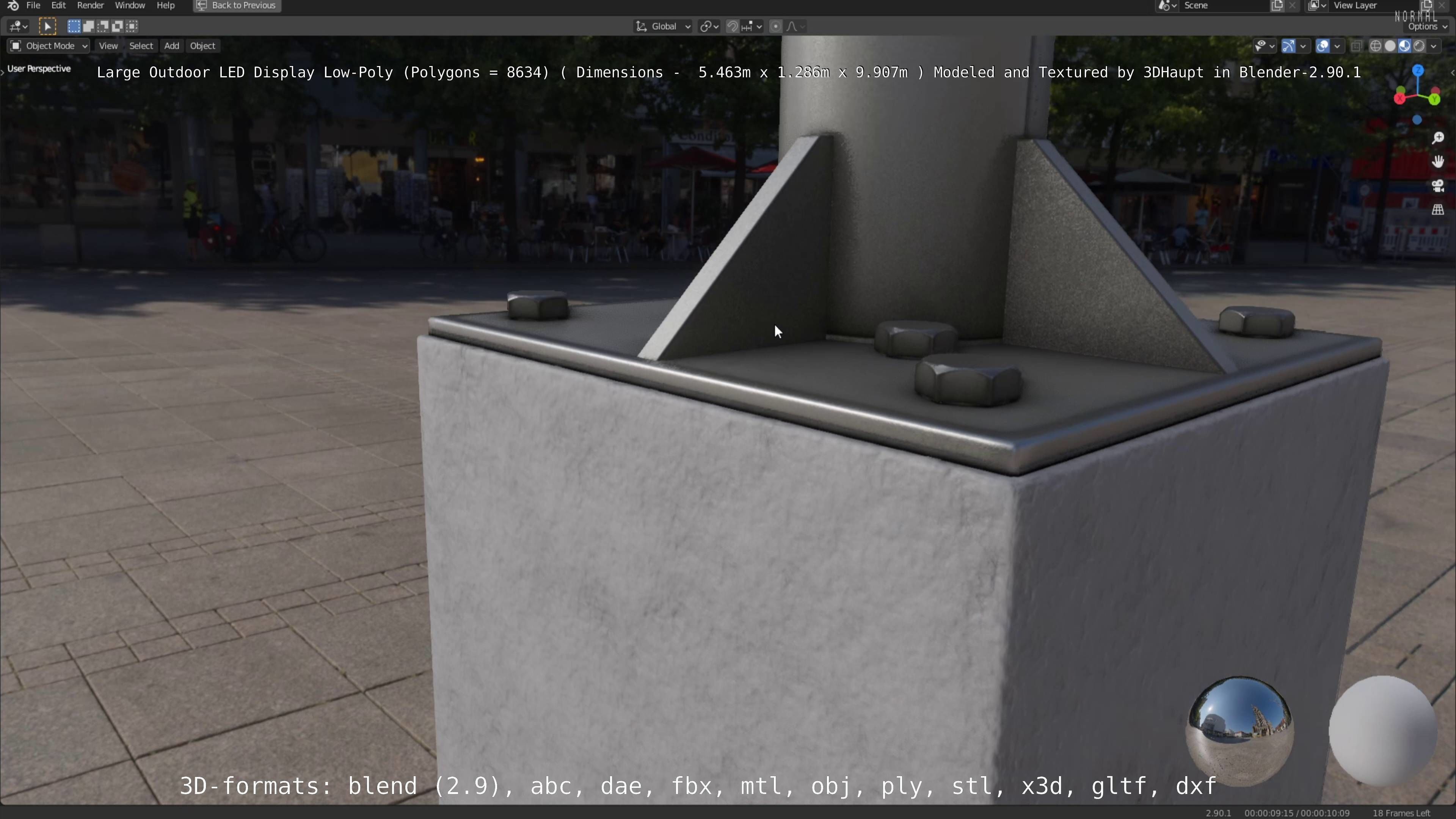 Large LED Display With Concrete Foundation for Outdoor Low-poly 3D model_53