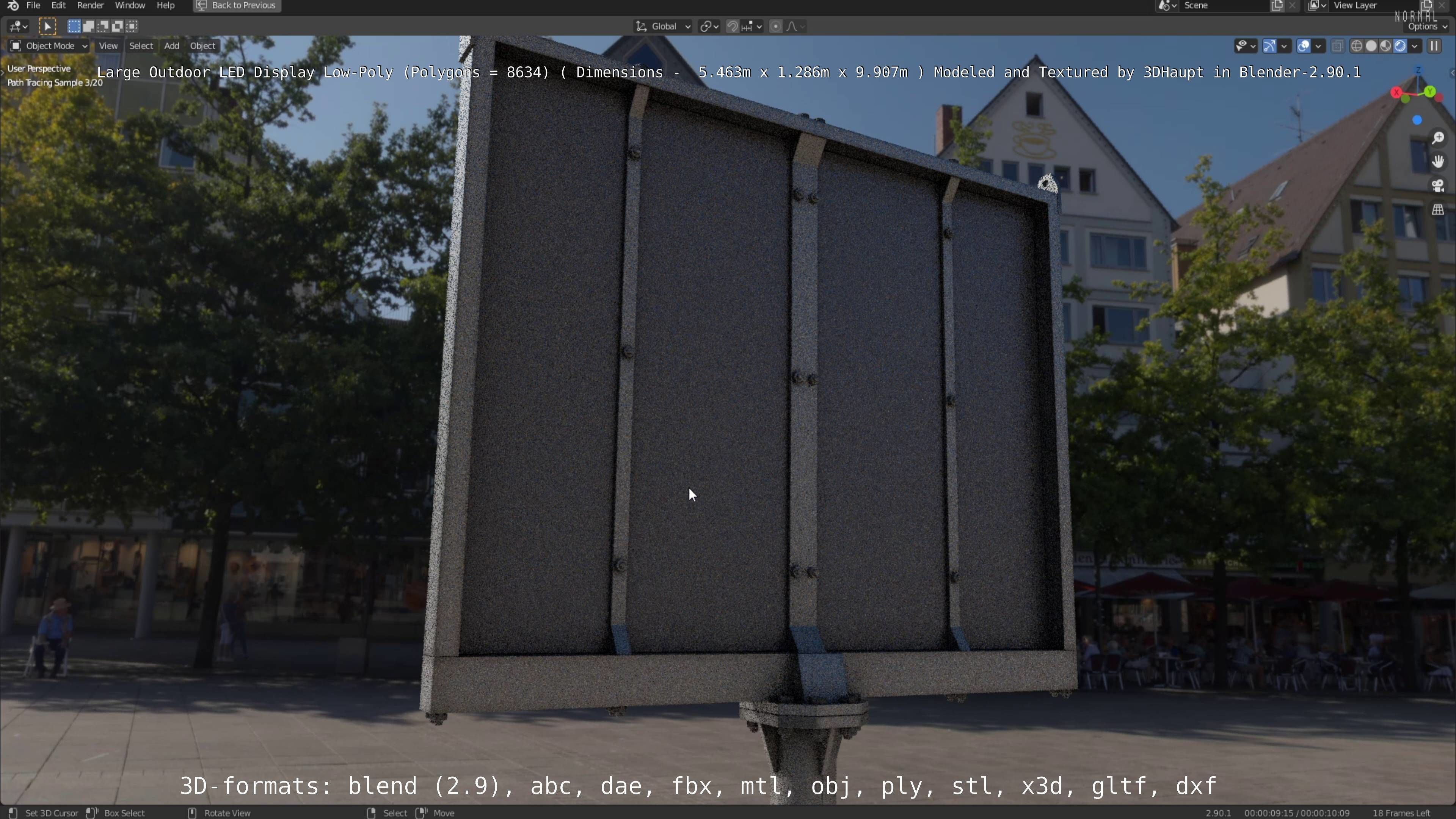 Large LED Display With Concrete Foundation for Outdoor Low-poly 3D model_84