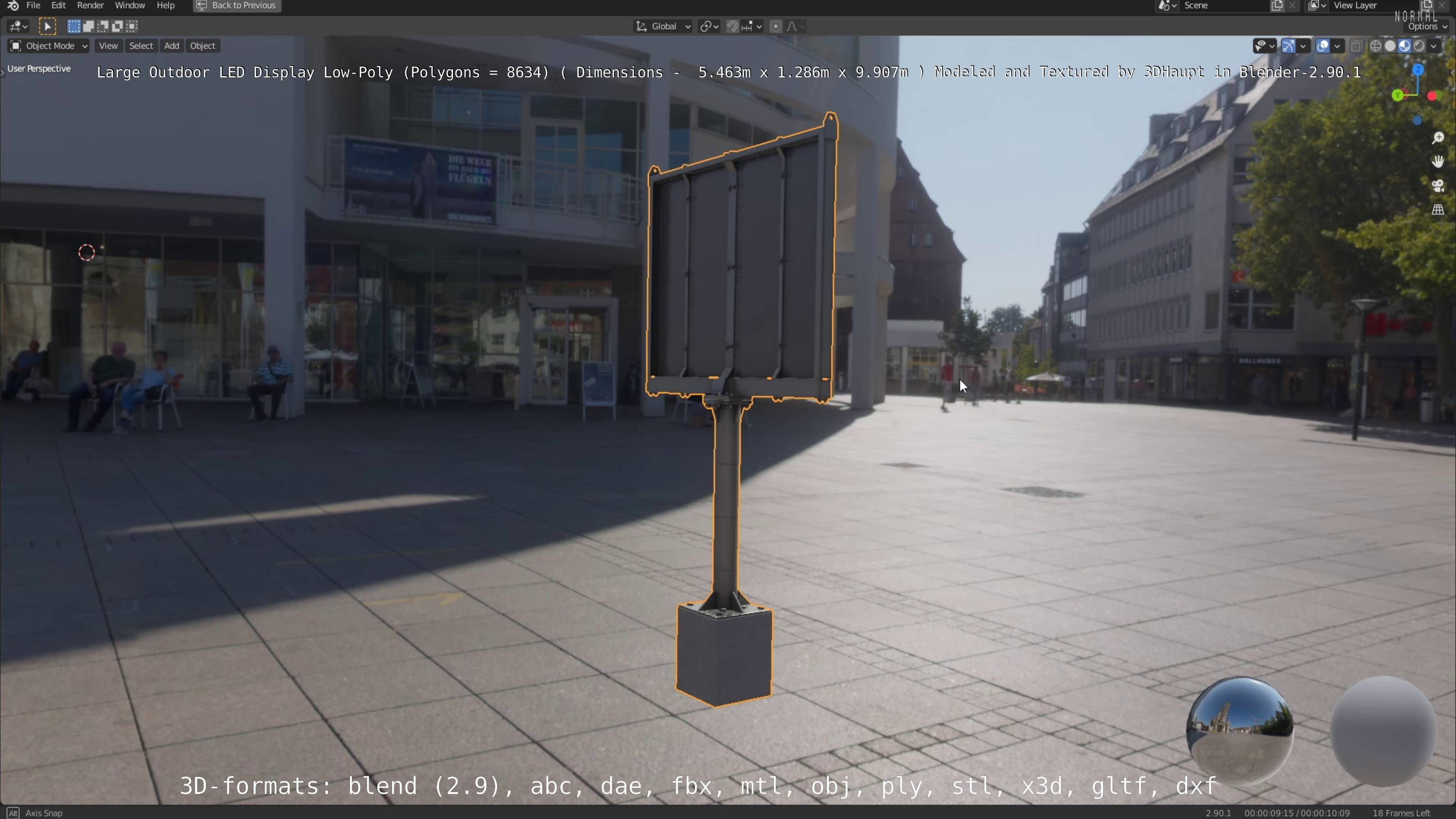 Large LED Display With Concrete Foundation for Outdoor Low-poly 3D model_111