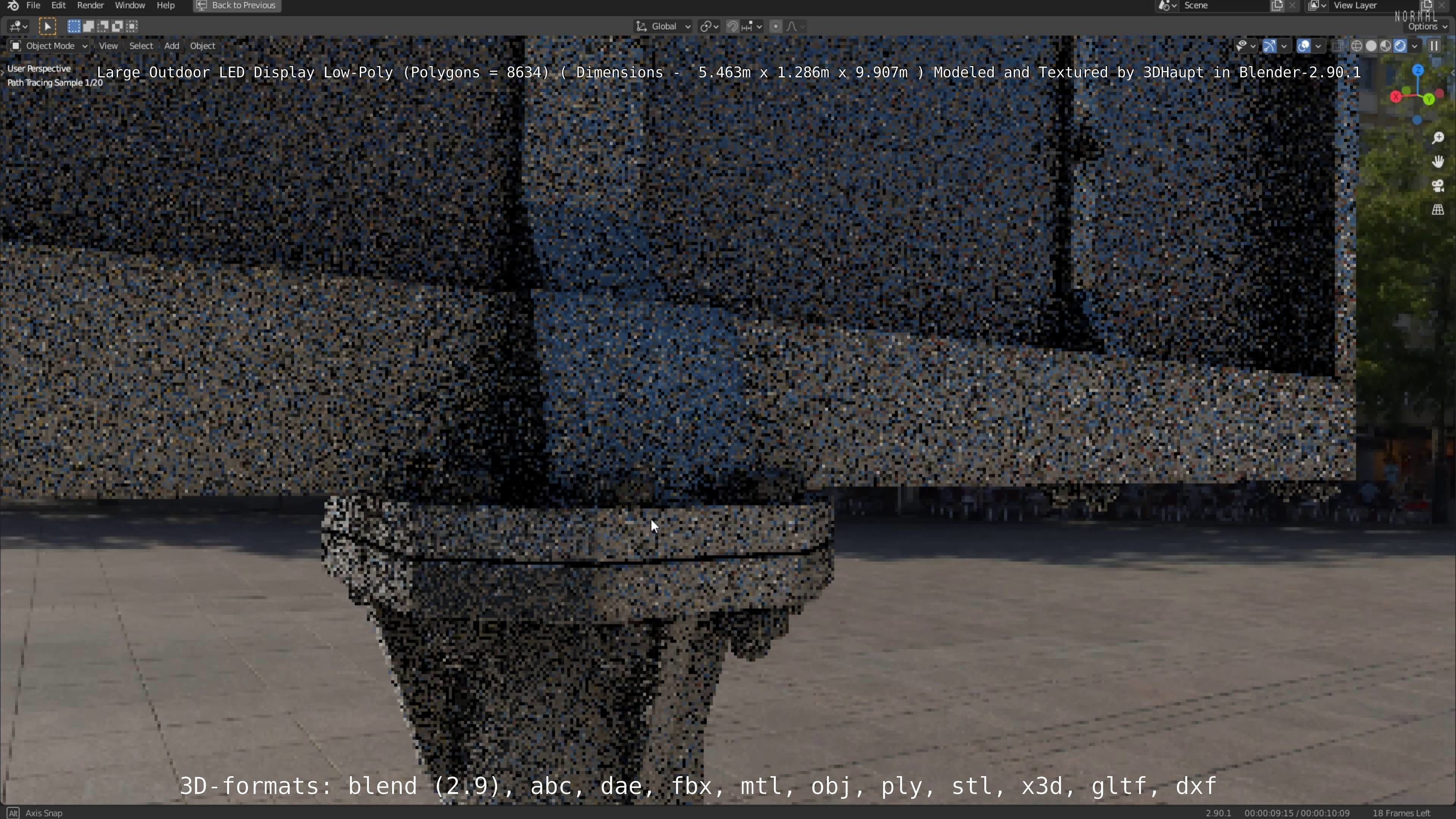 Large LED Display With Concrete Foundation for Outdoor Low-poly 3D model_64