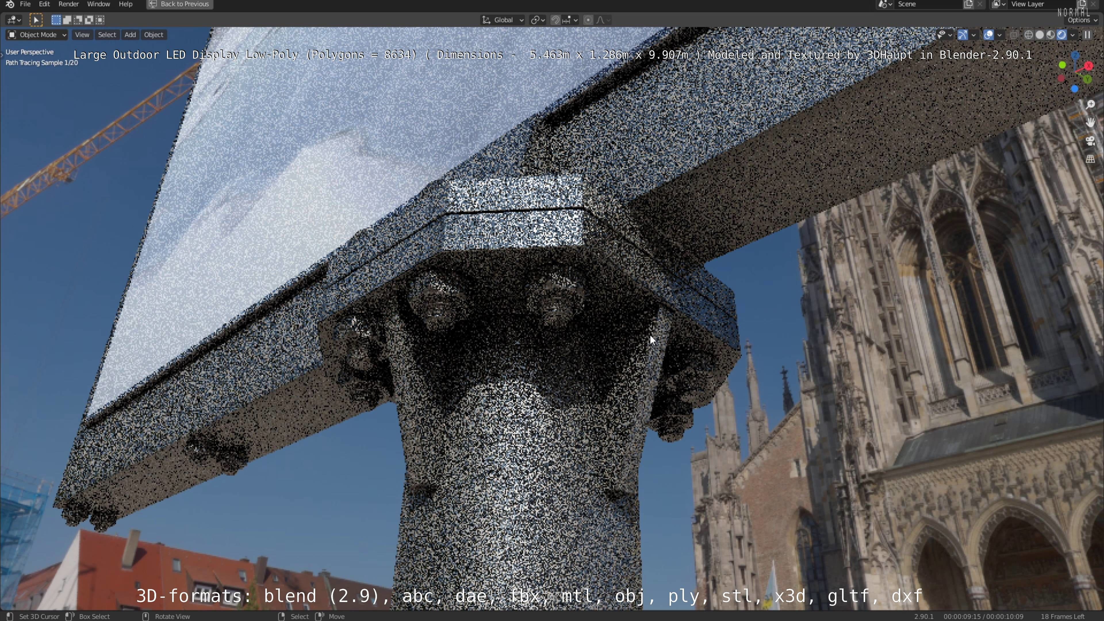 Large LED Display With Concrete Foundation for Outdoor Low-poly 3D model_102