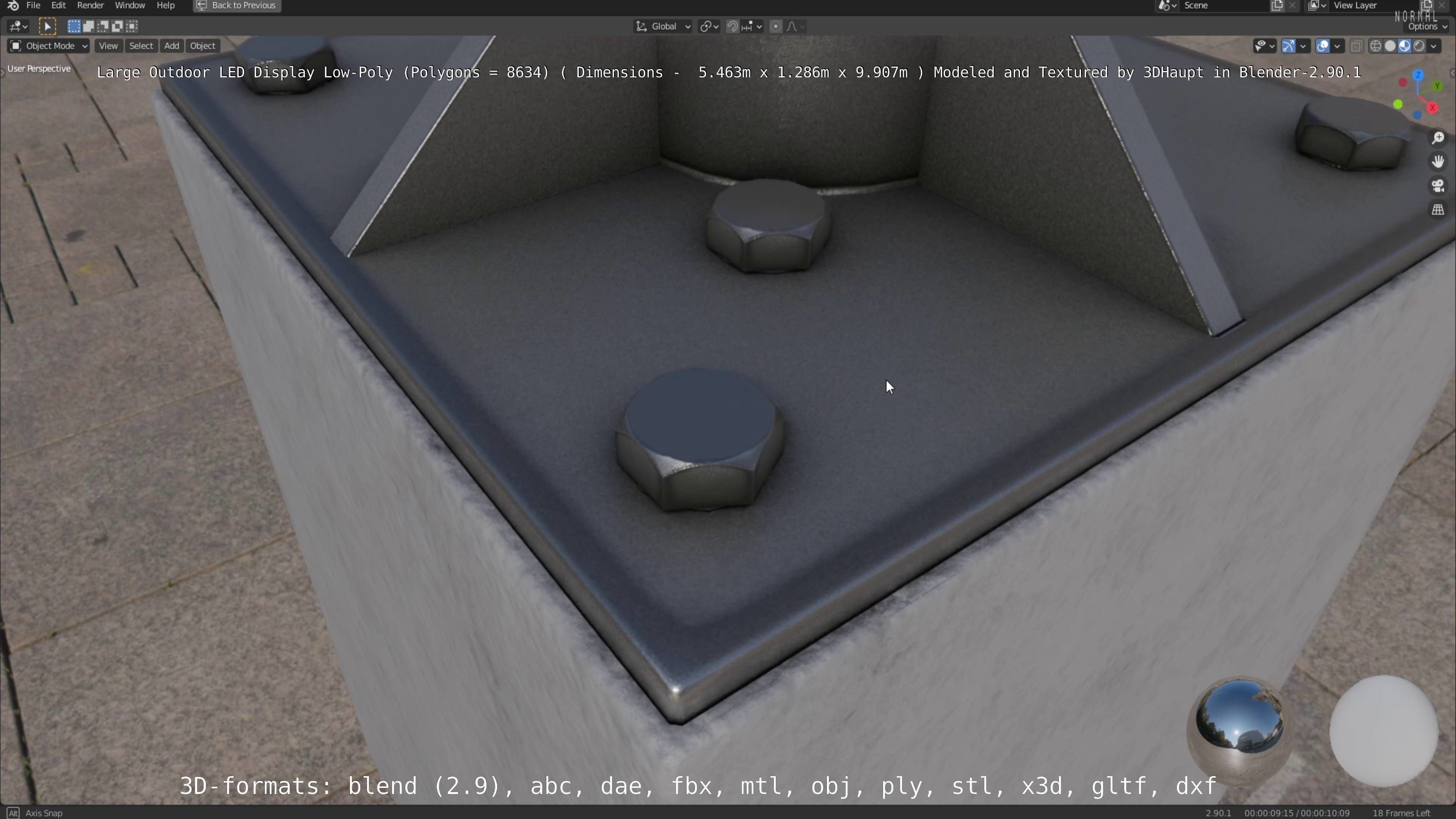 Large LED Display With Concrete Foundation for Outdoor Low-poly 3D model_51