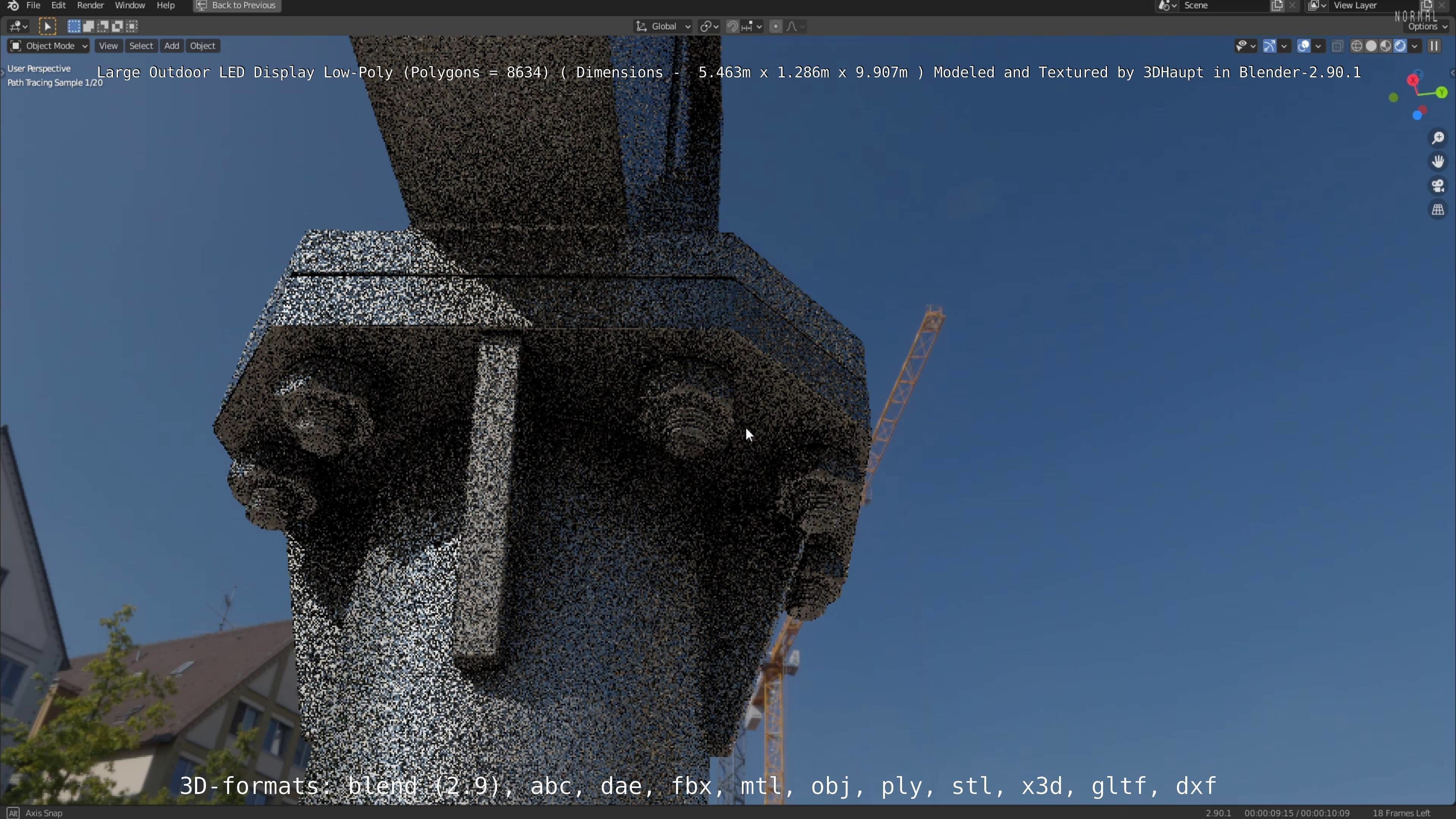 Large LED Display With Concrete Foundation for Outdoor Low-poly 3D model_79