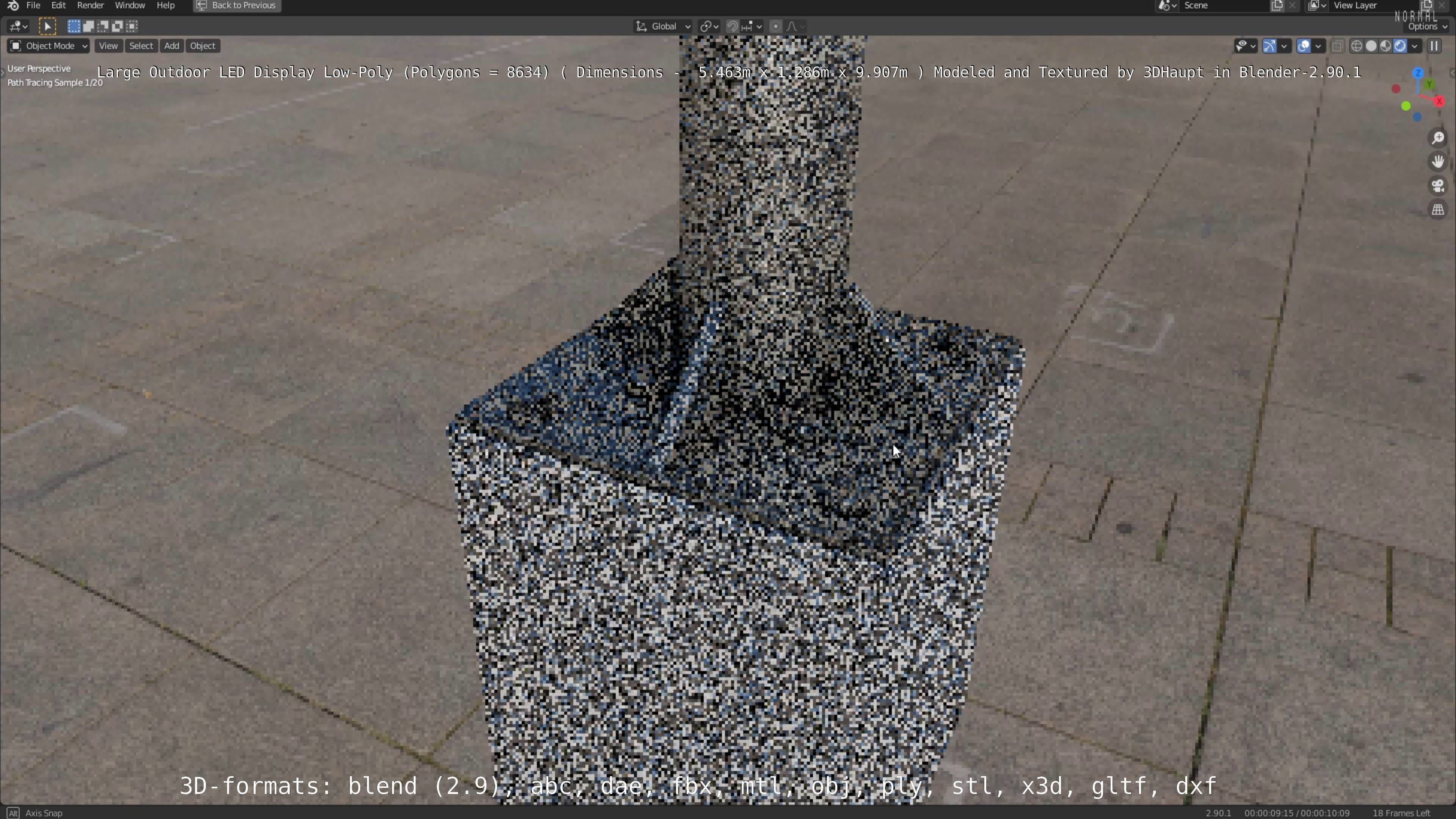 Large LED Display With Concrete Foundation for Outdoor Low-poly 3D model_104