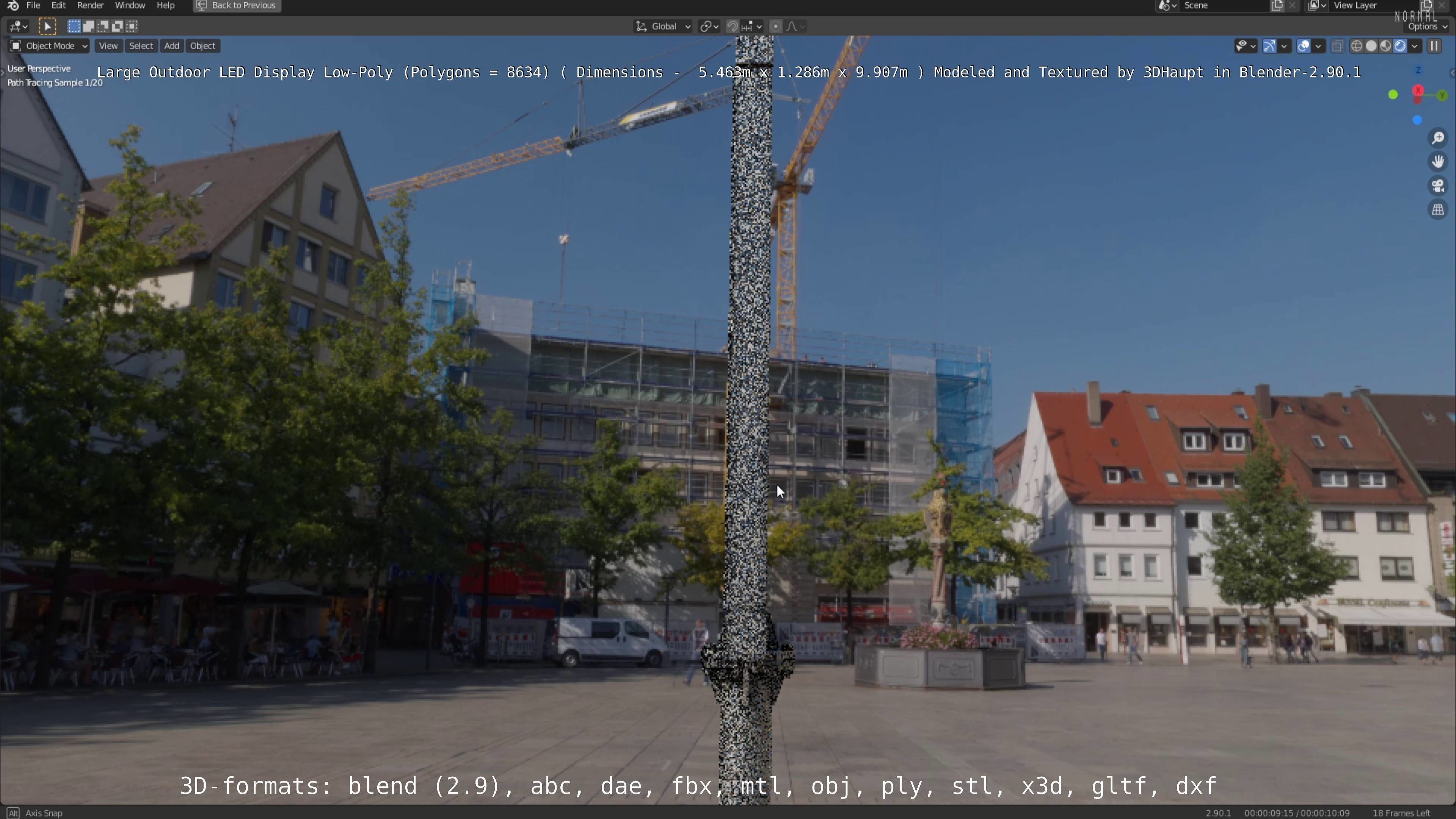 Large LED Display With Concrete Foundation for Outdoor Low-poly 3D model_86