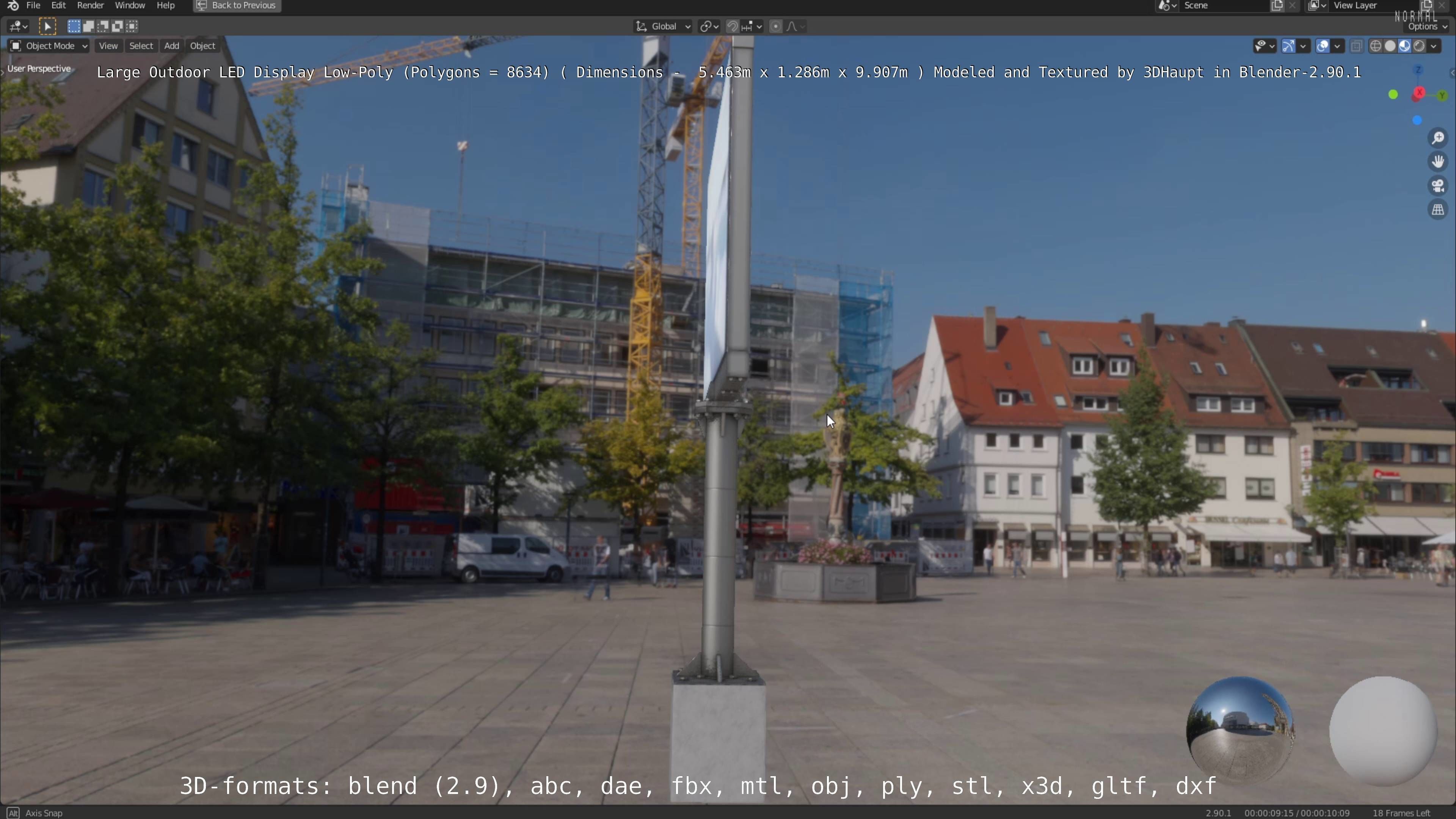 Large LED Display With Concrete Foundation for Outdoor Low-poly 3D model_115