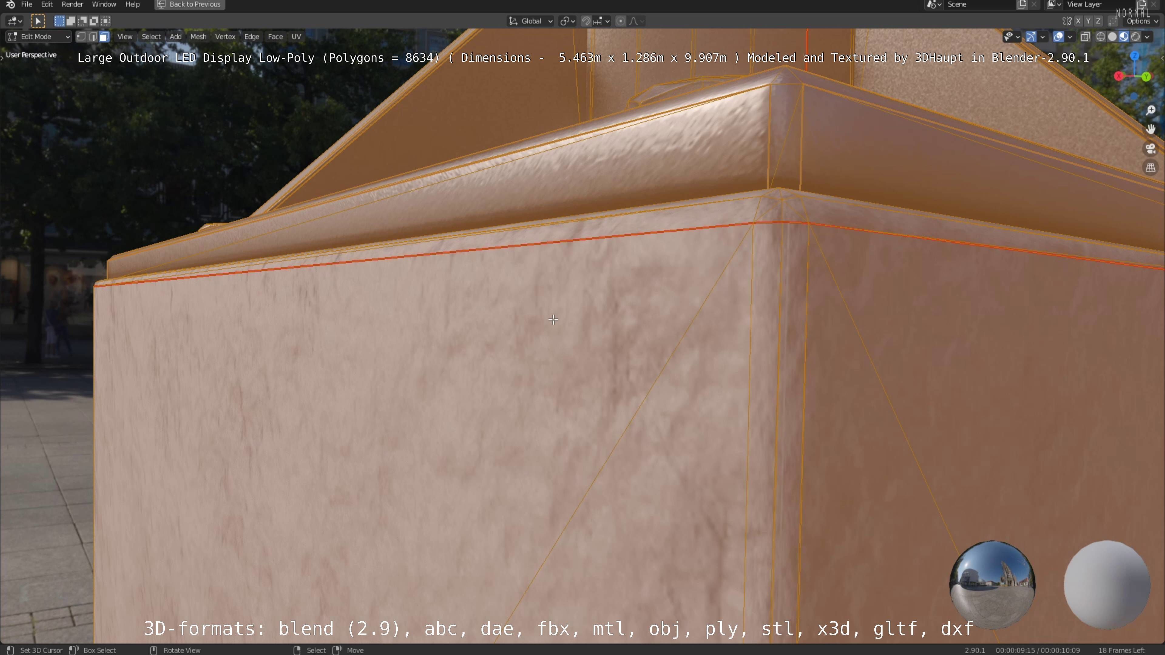 Large LED Display With Concrete Foundation for Outdoor Low-poly 3D model_56