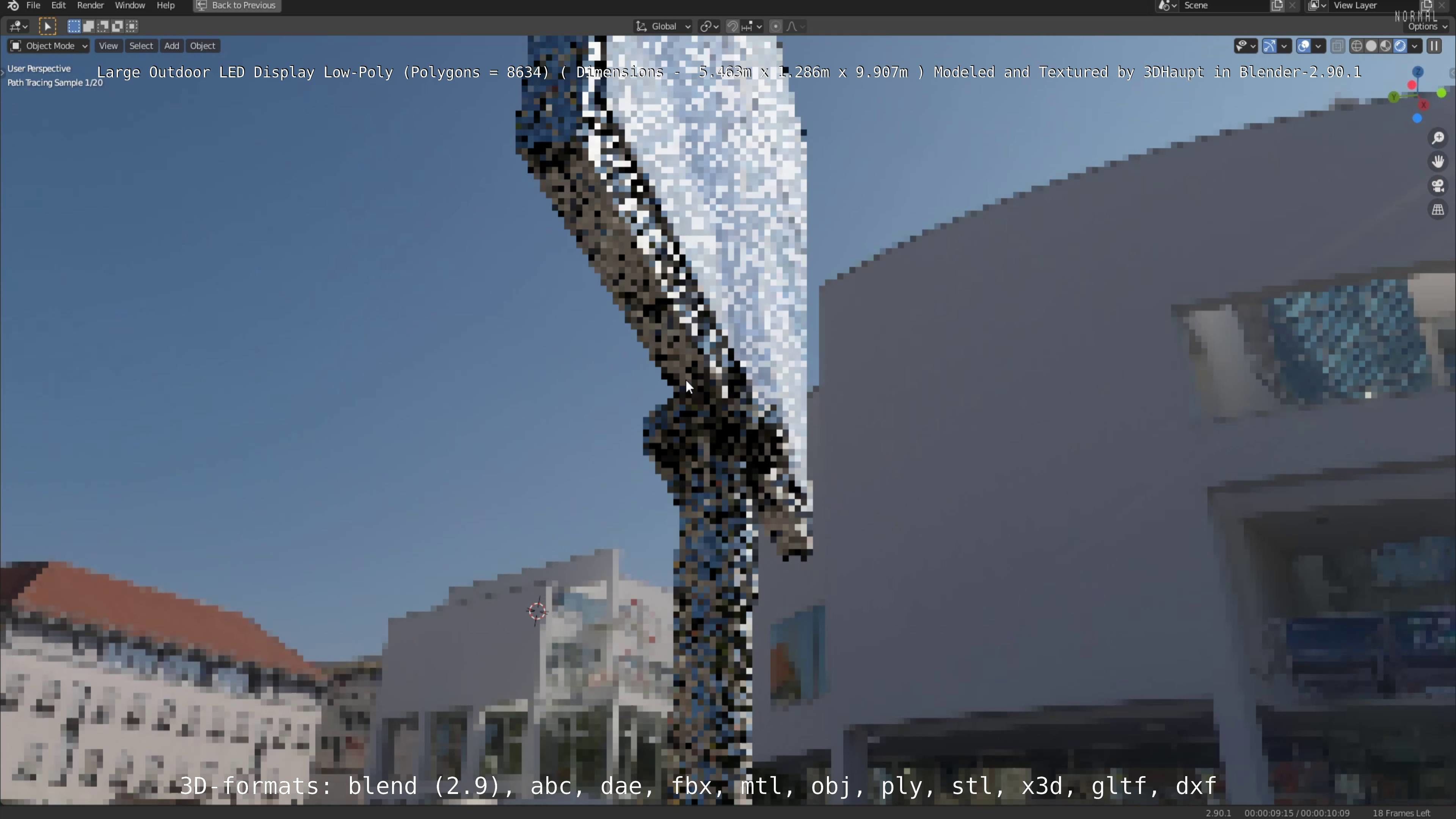 Large LED Display With Concrete Foundation for Outdoor Low-poly 3D model_96