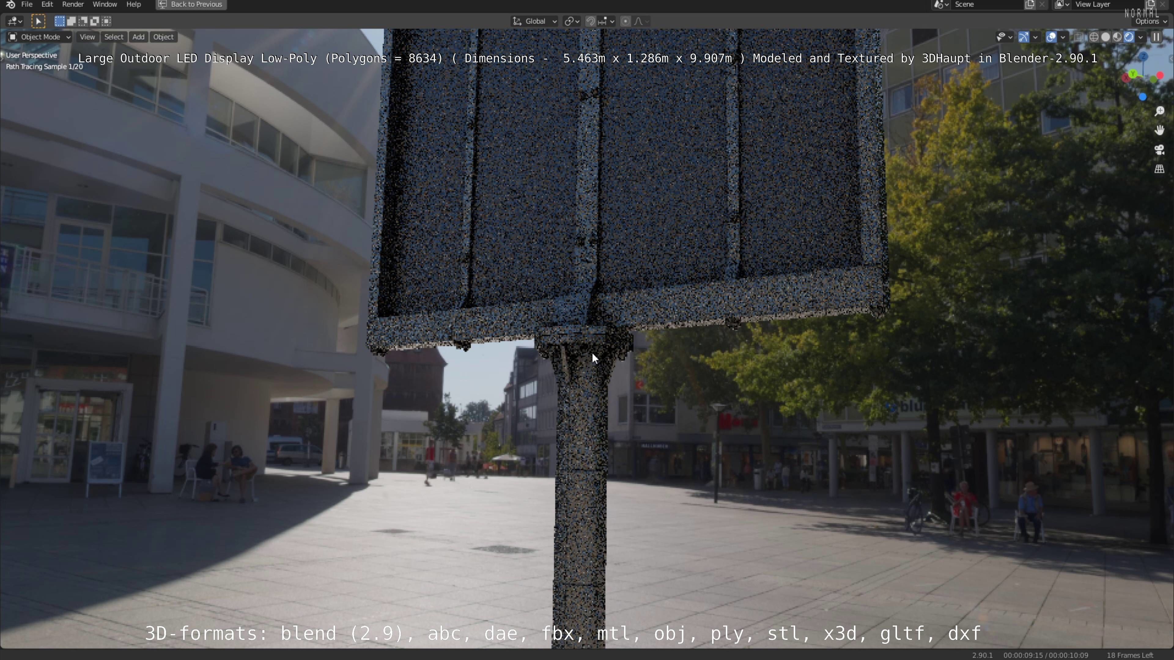 Large LED Display With Concrete Foundation for Outdoor Low-poly 3D model_82