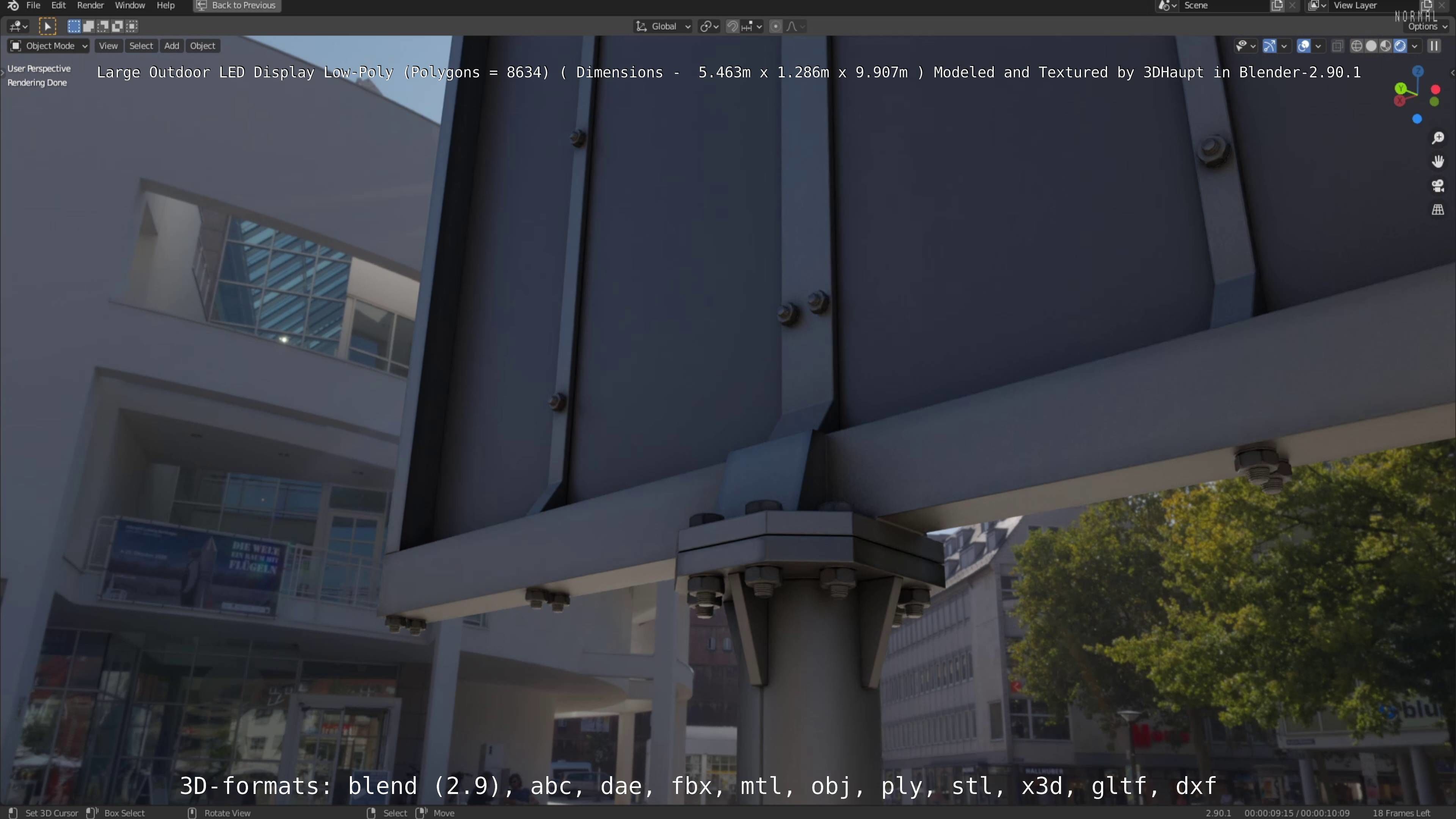 Large LED Display With Concrete Foundation for Outdoor Low-poly 3D model_133