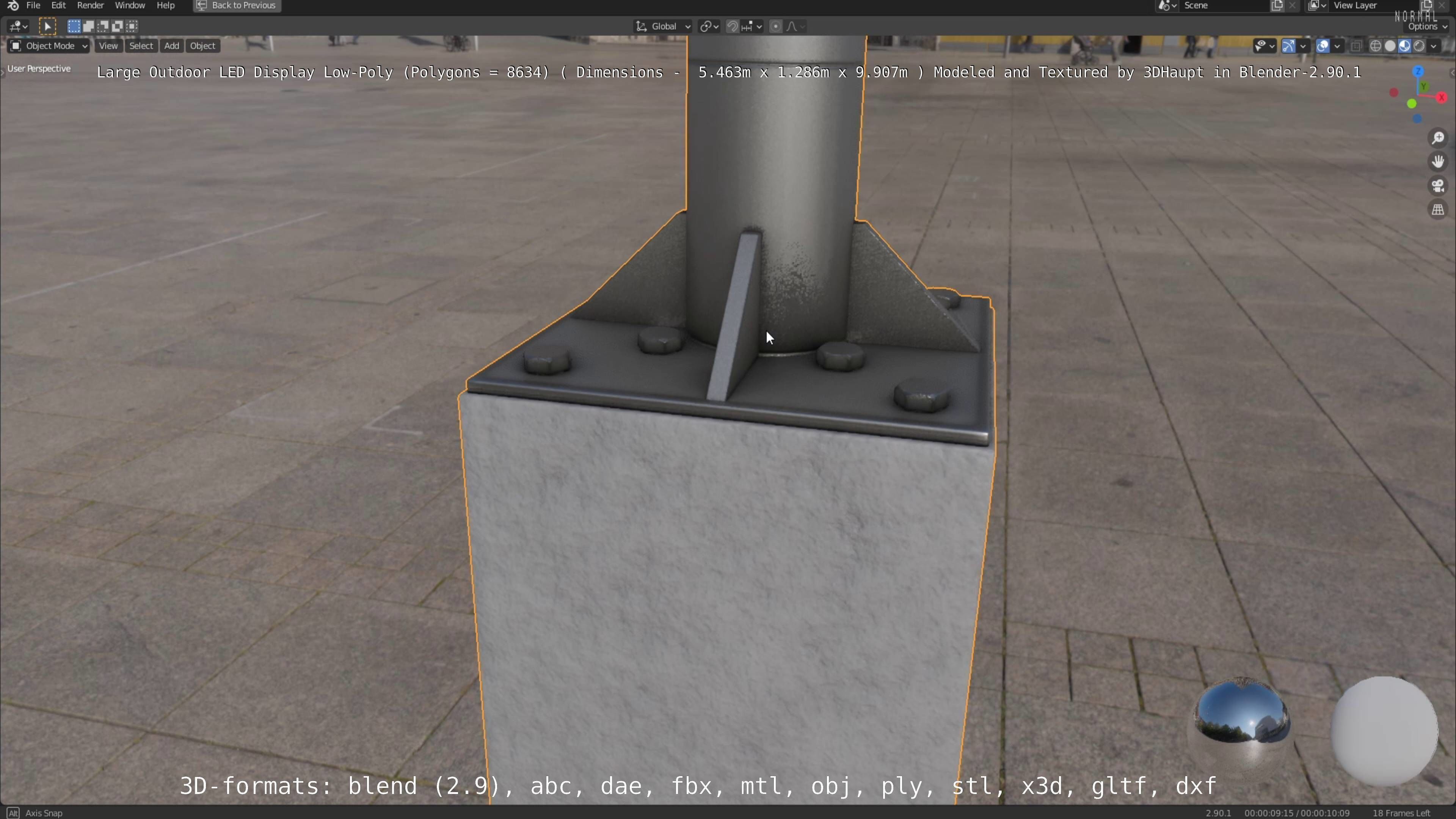 Large LED Display With Concrete Foundation for Outdoor Low-poly 3D model_72