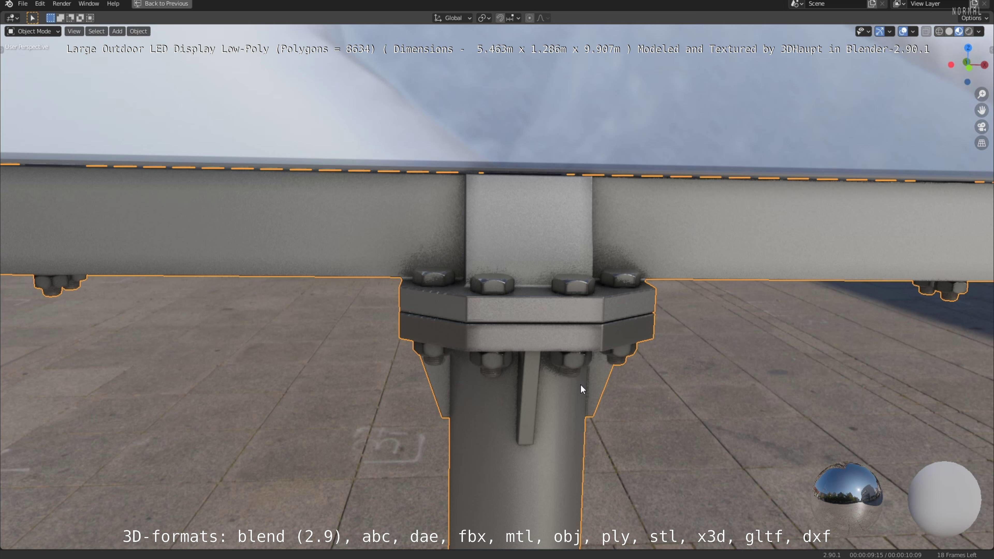 Large LED Display With Concrete Foundation for Outdoor Low-poly 3D model_23