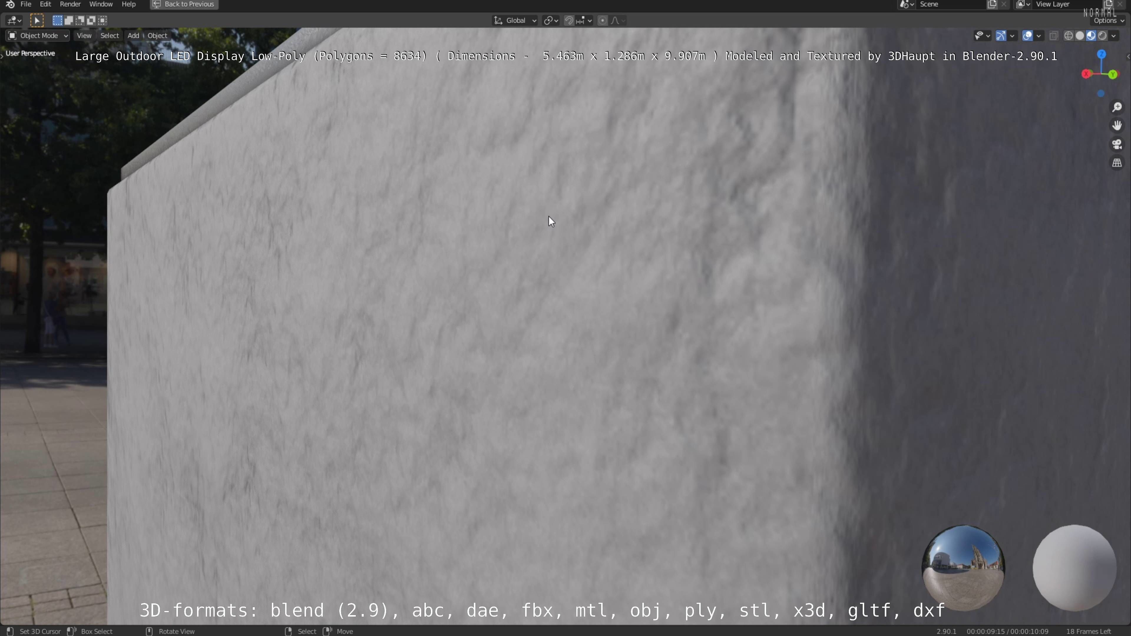 Large LED Display With Concrete Foundation for Outdoor Low-poly 3D model_55