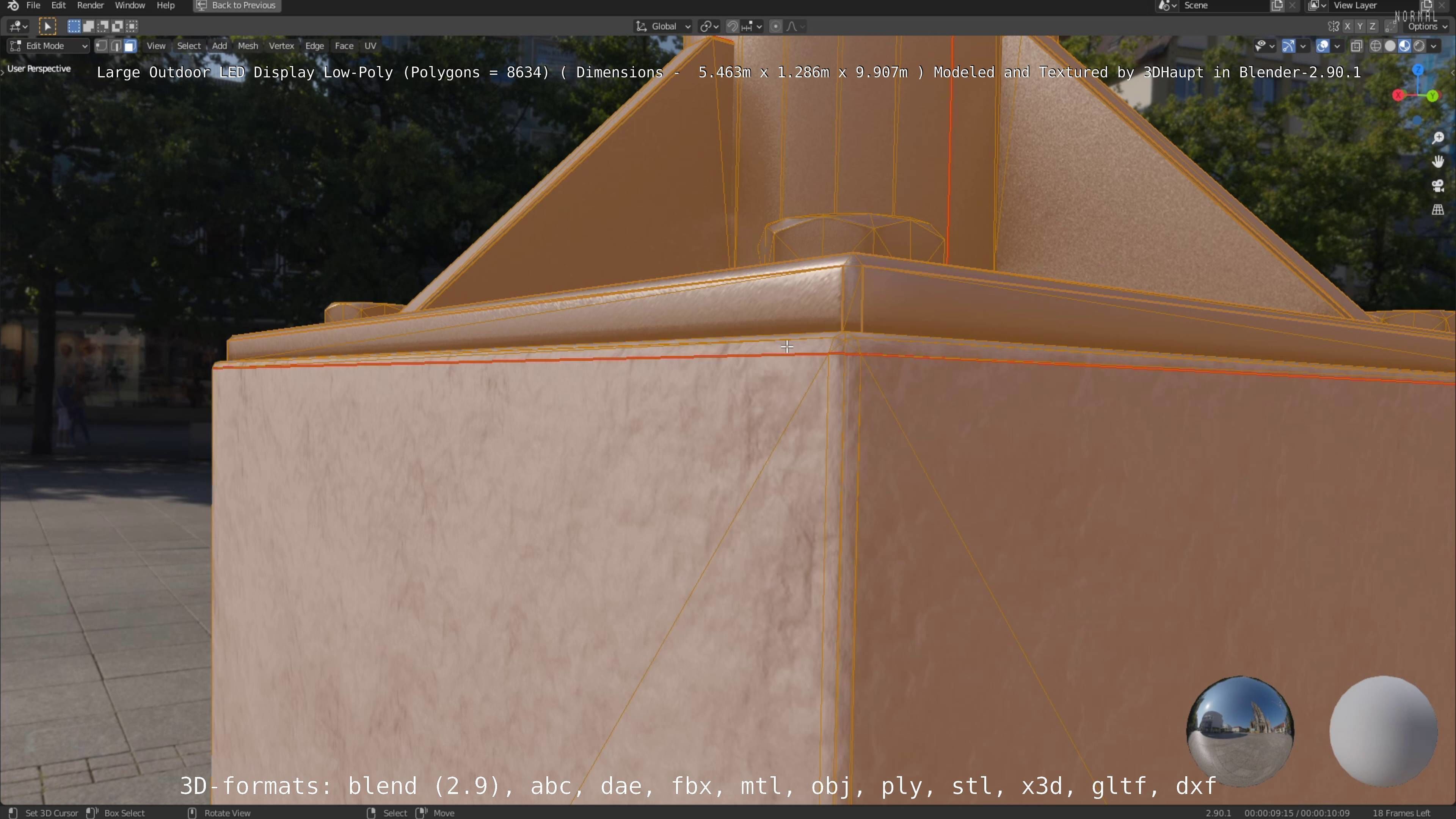 Large LED Display With Concrete Foundation for Outdoor Low-poly 3D model_26