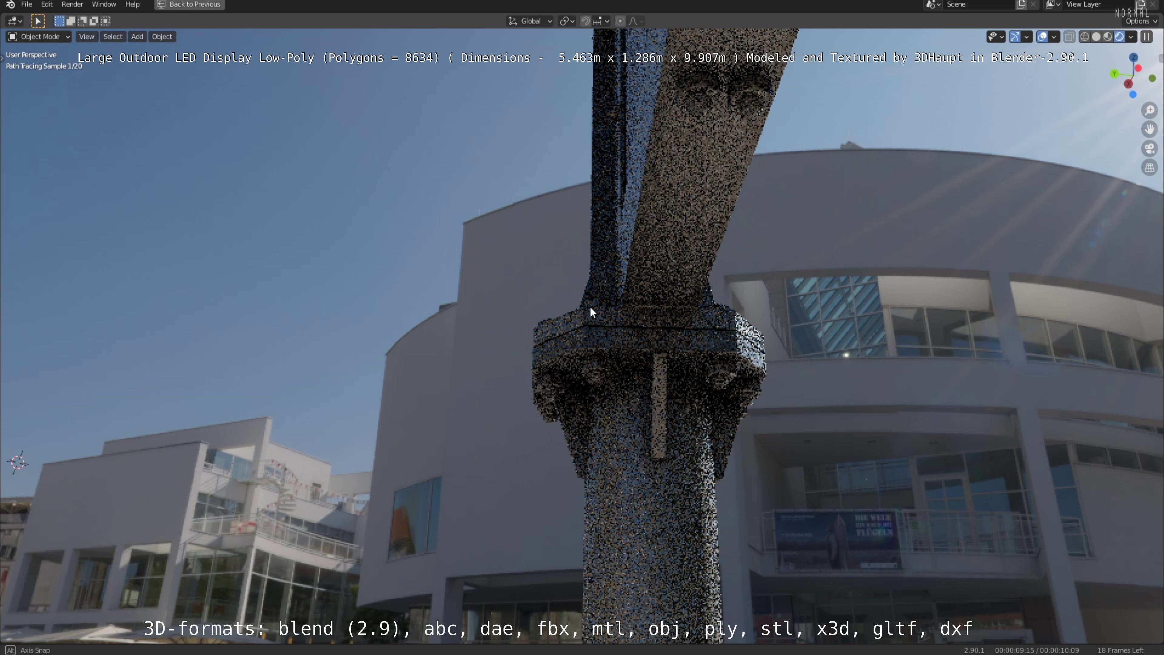 Large LED Display With Concrete Foundation for Outdoor Low-poly 3D model_130