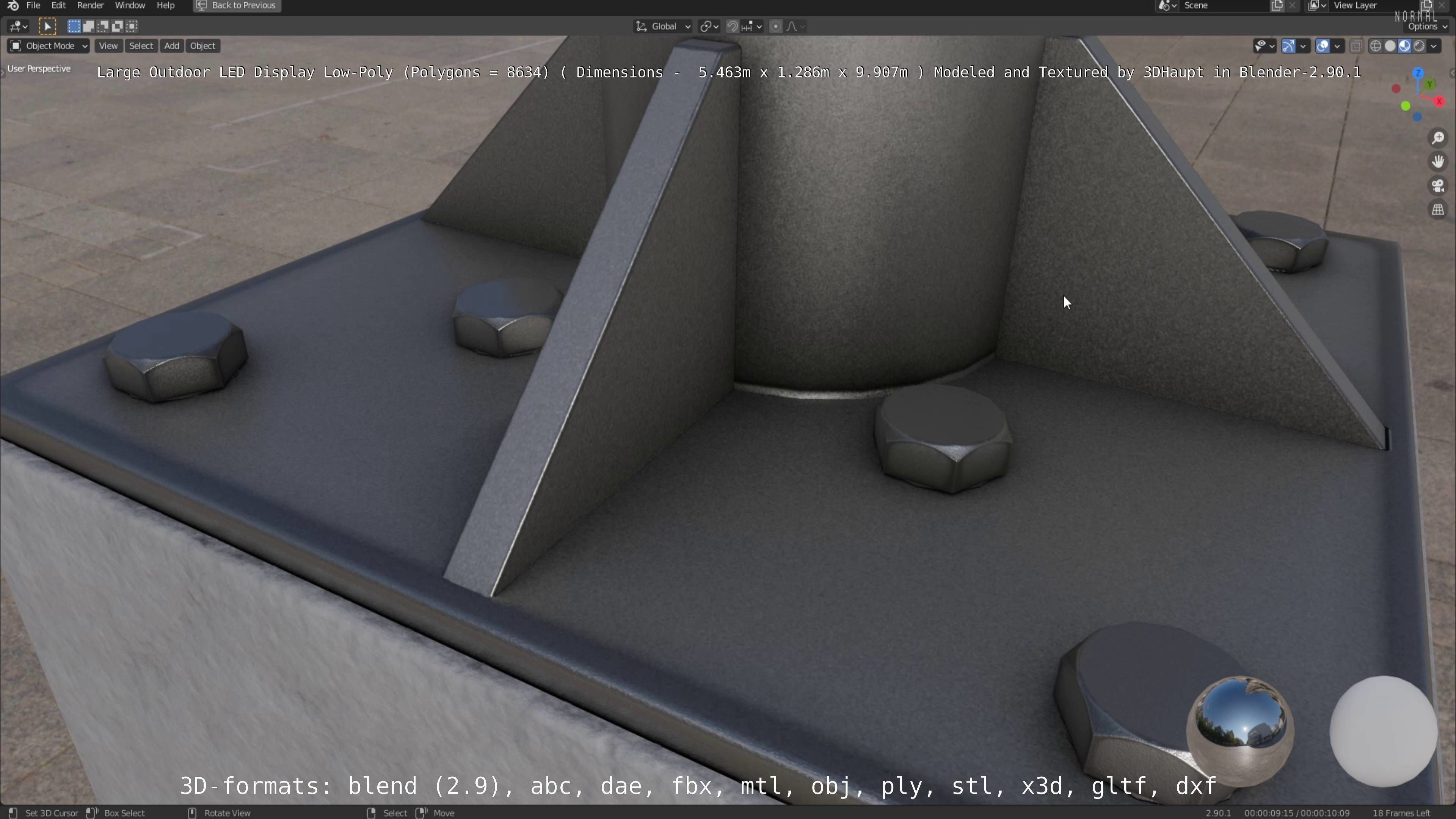 Large LED Display With Concrete Foundation for Outdoor Low-poly 3D model_108