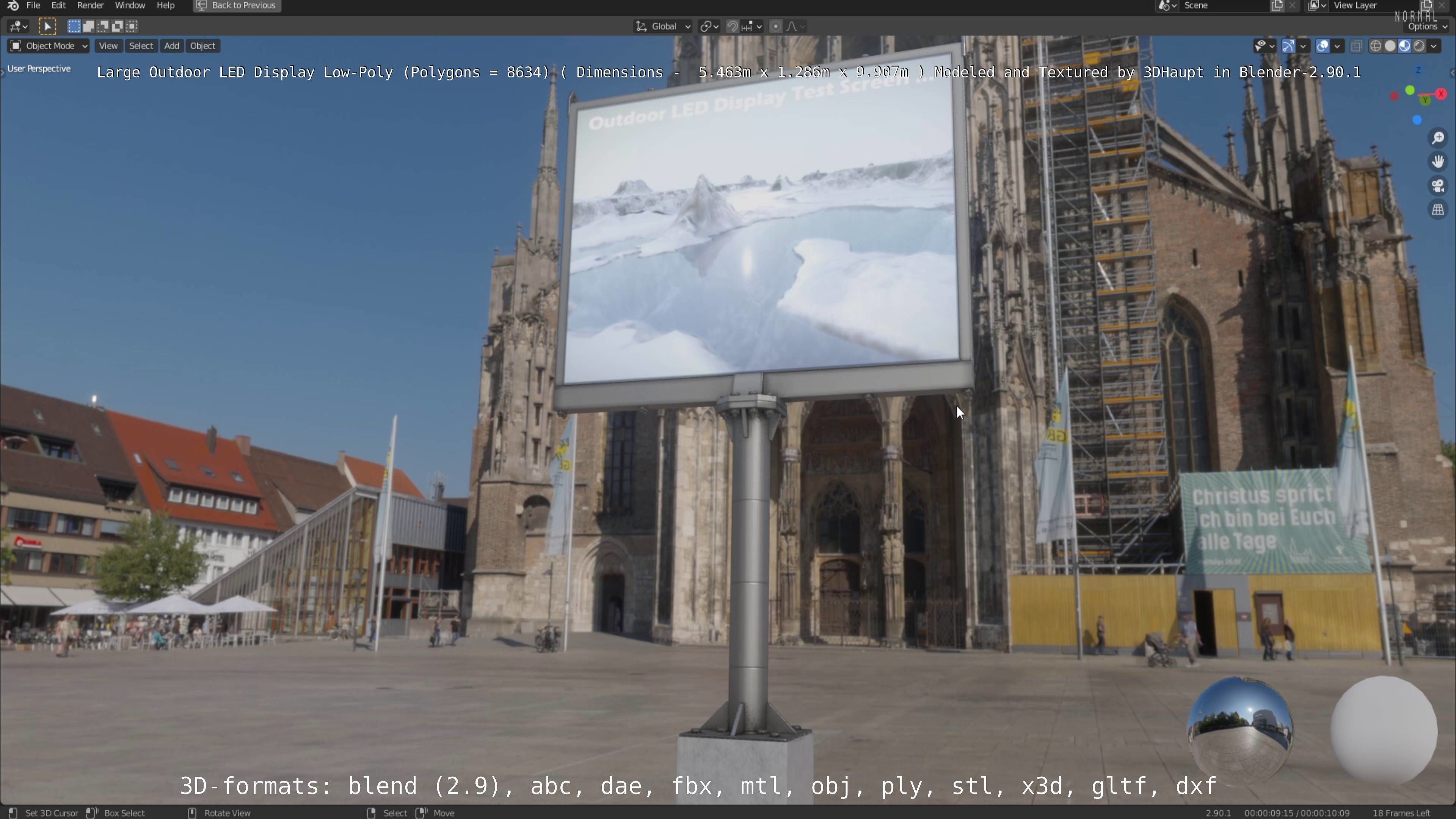 Large LED Display With Concrete Foundation for Outdoor Low-poly 3D model_106