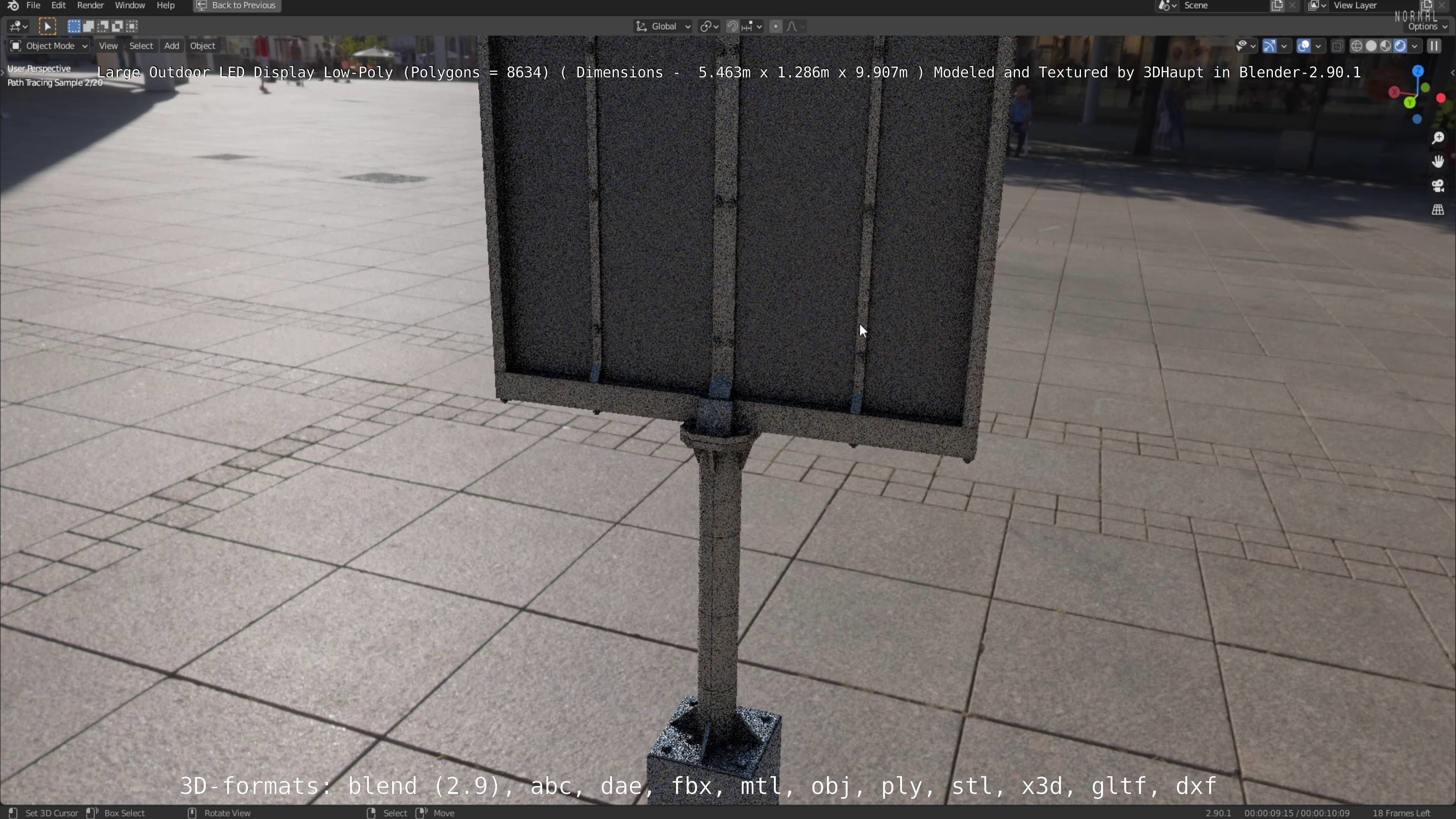 Large LED Display With Concrete Foundation for Outdoor Low-poly 3D model_87