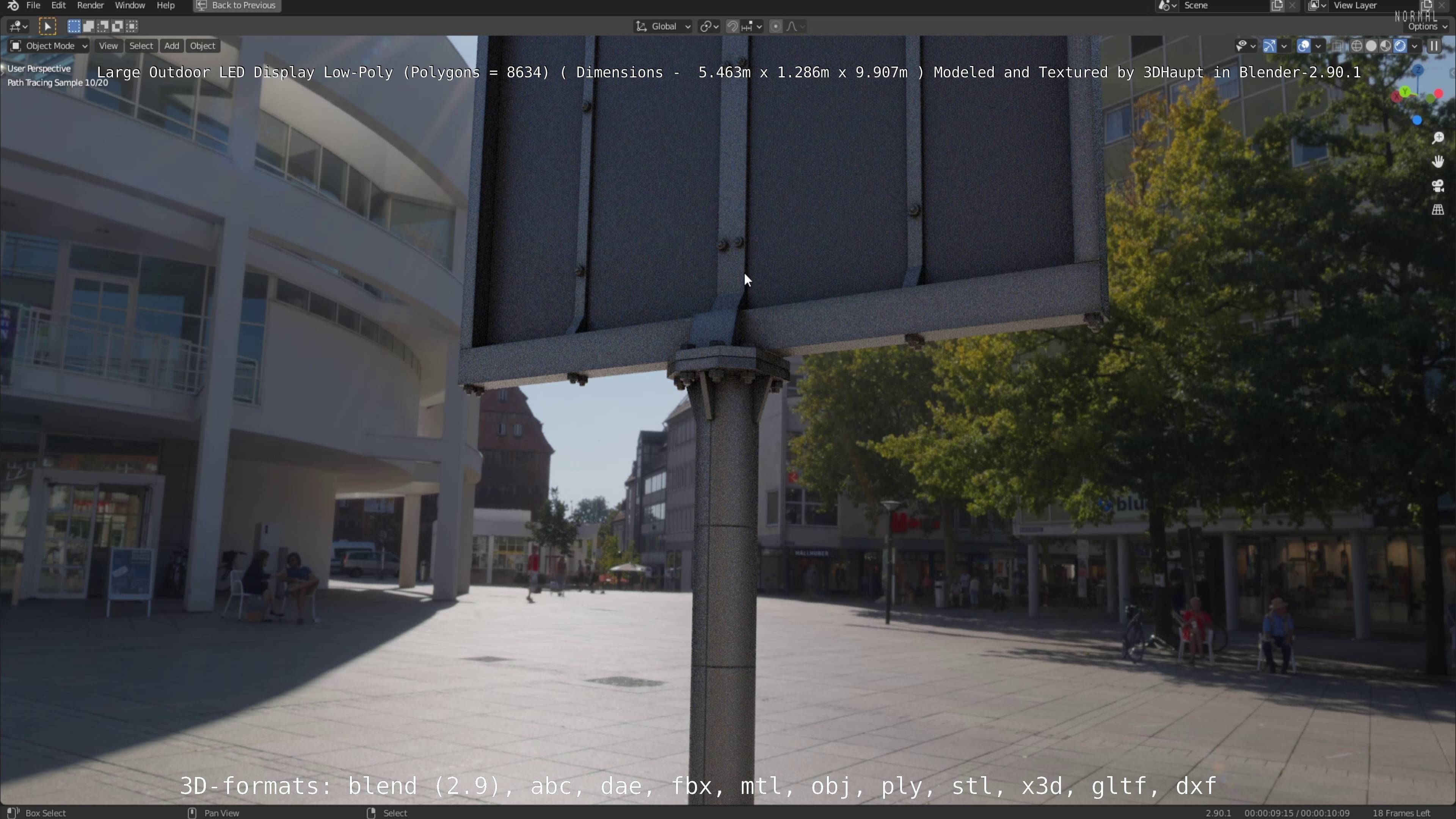 Large LED Display With Concrete Foundation for Outdoor Low-poly 3D model_114