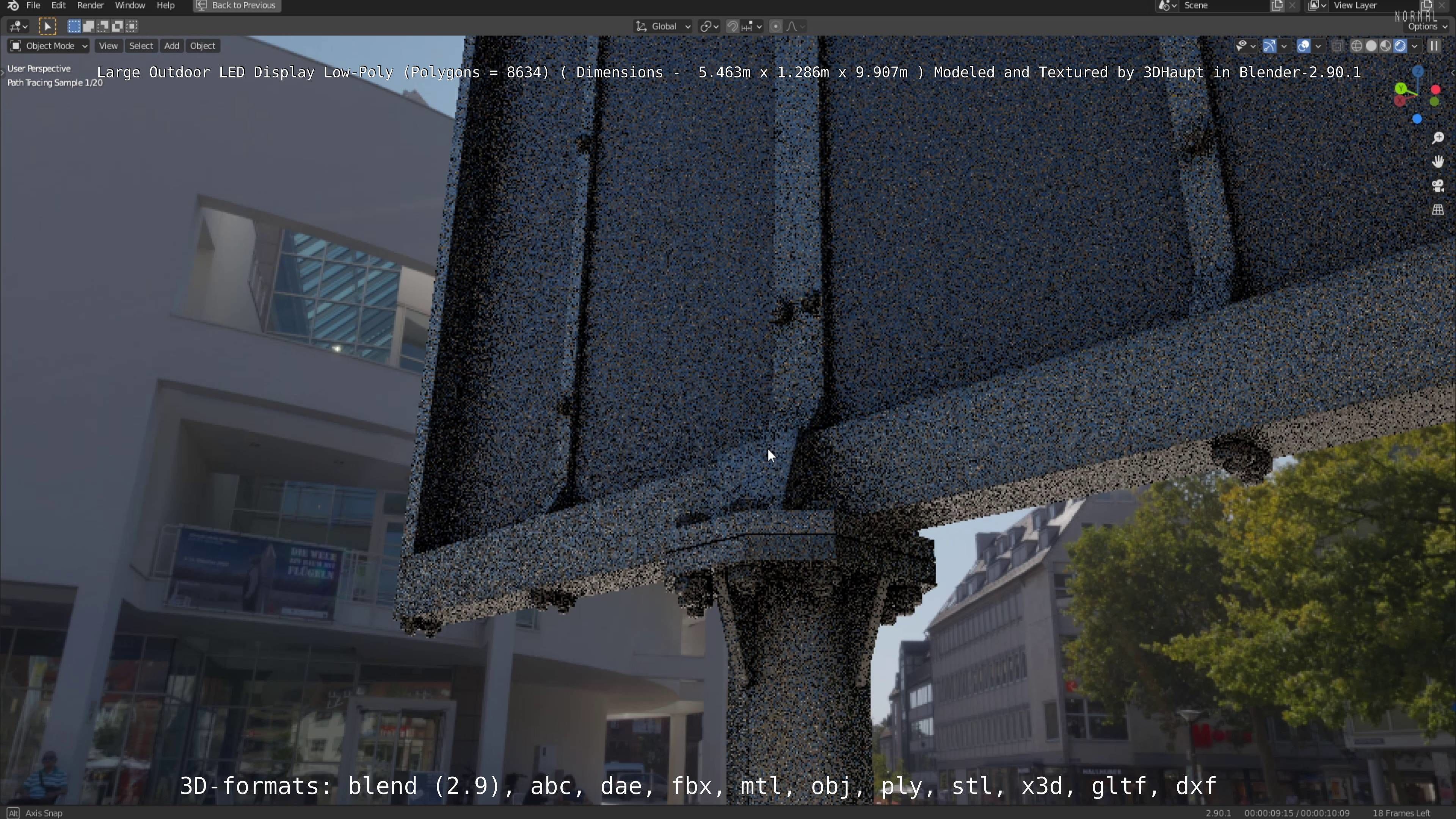 Large LED Display With Concrete Foundation for Outdoor Low-poly 3D model_99